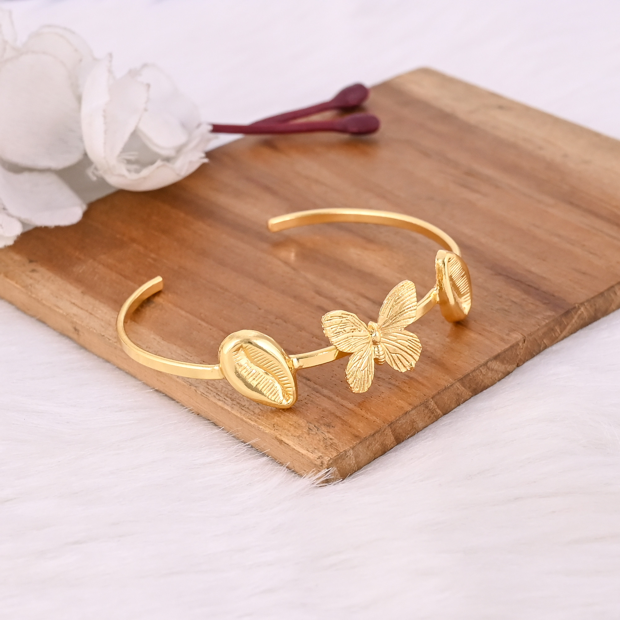 Yellow Gold Plated Brass Adjustable Cuff Bangle Seep Jewelry Unique Gifts