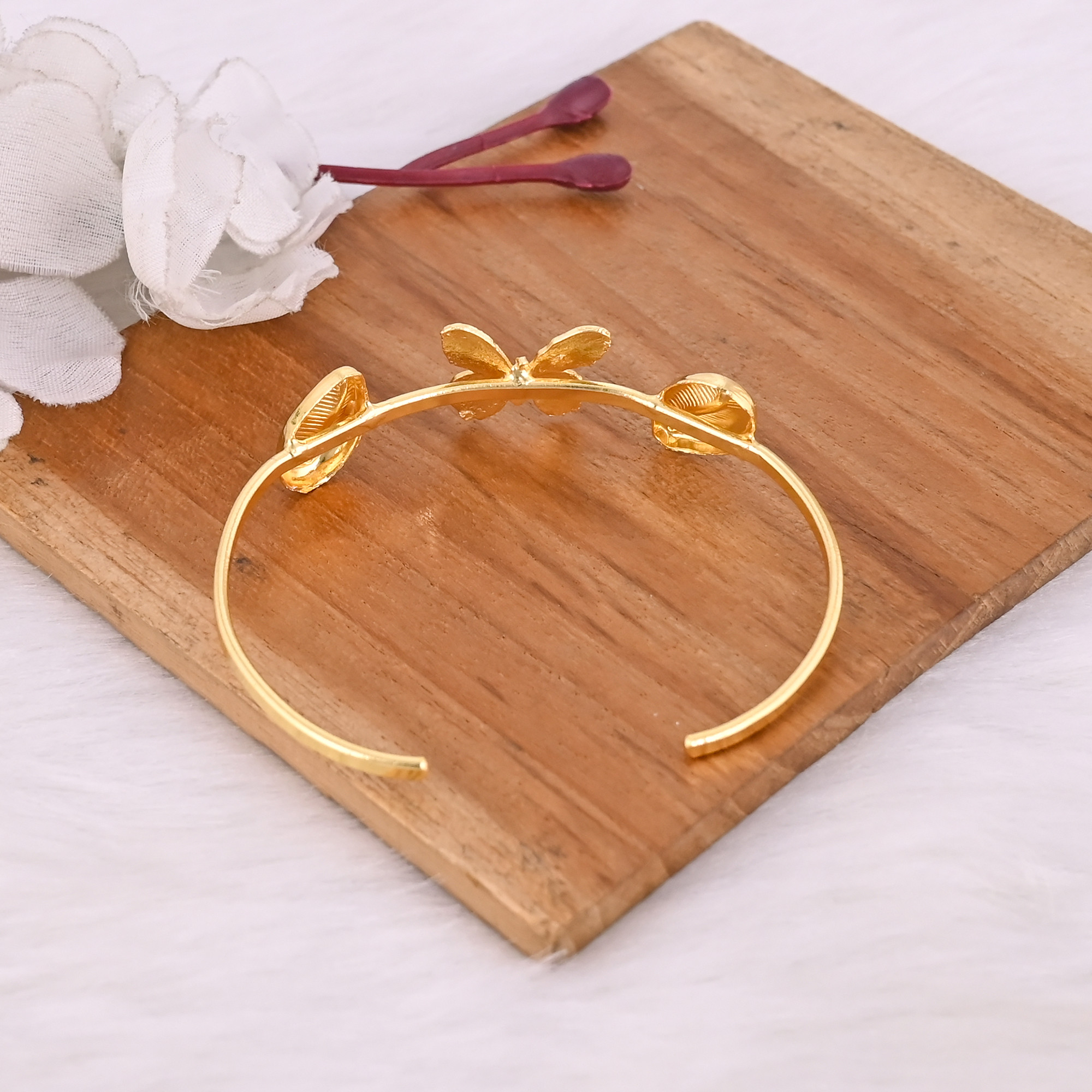 Yellow Gold Plated Brass Adjustable Cuff Bangle Seep Jewelry Unique Gifts
