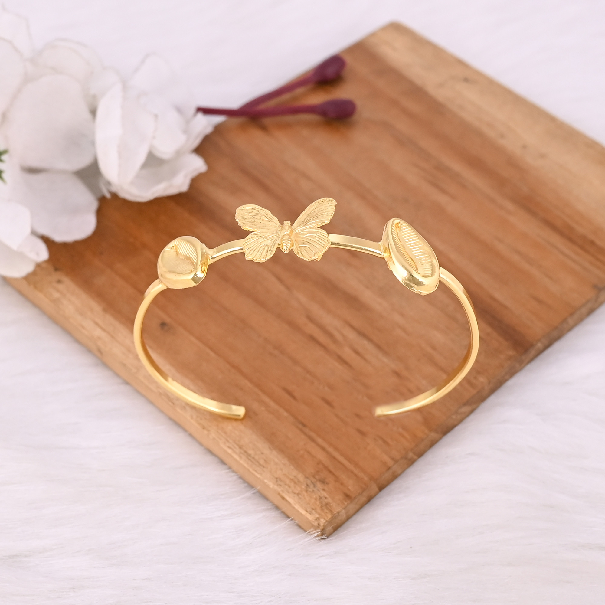 Yellow Gold Plated Brass Adjustable Cuff Bangle Seep Jewelry Unique Gifts