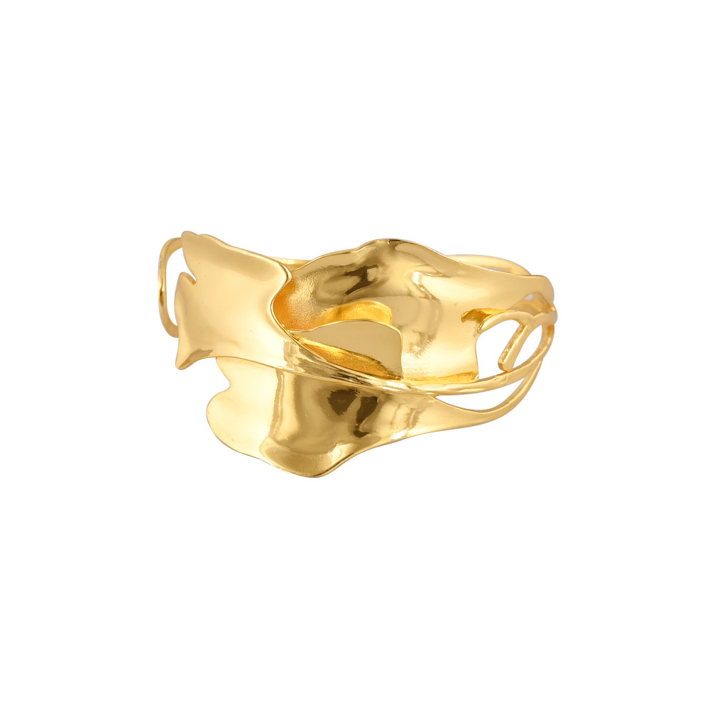 Image of Yellow Gold Plated Brass Adjustable Cuff Women Bangle Bracelet Charm Jewelry