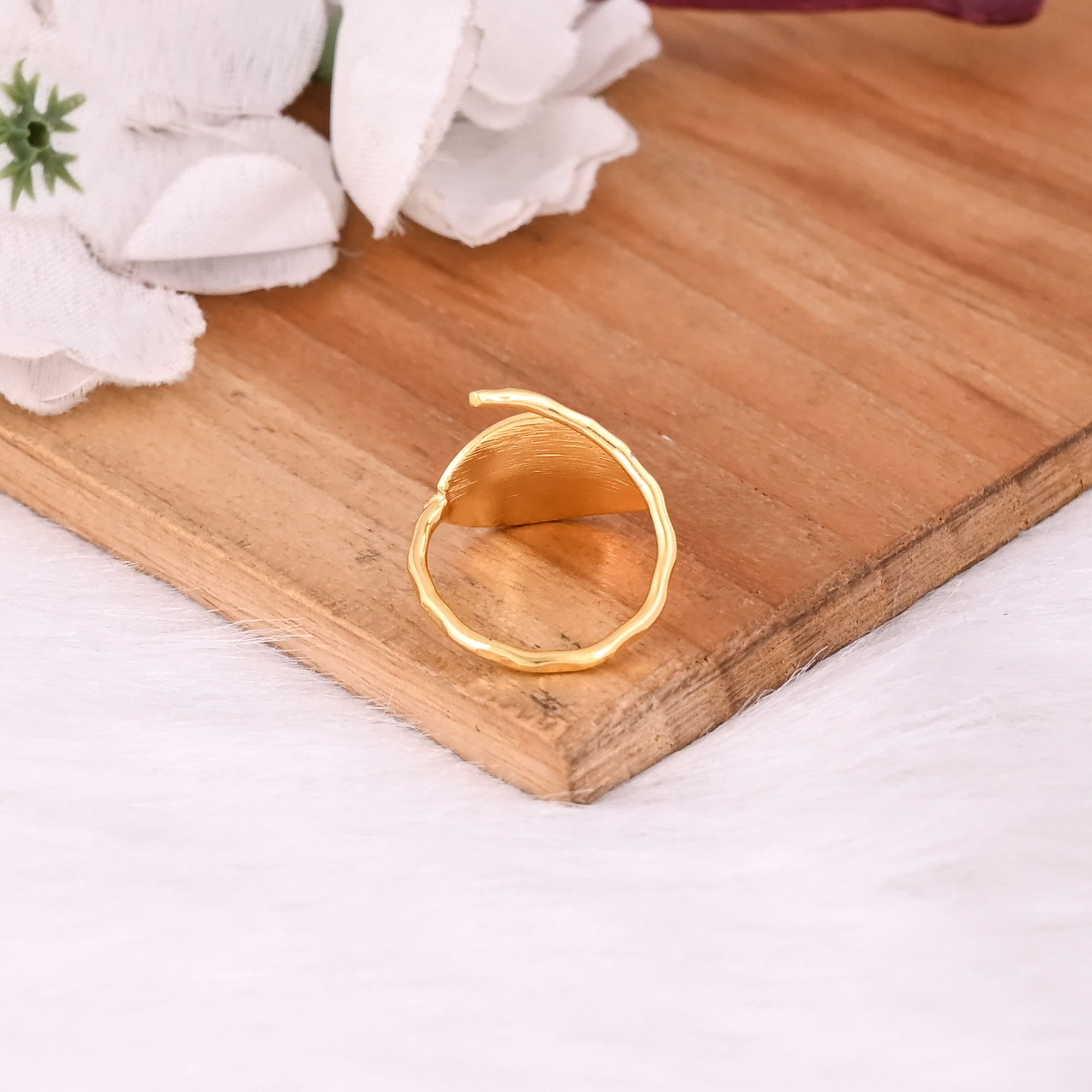 Wholesale Lot 25 Piece Yellow Gold Plated Brass Handmade Leaf Designer Matte Finish Dainty Ring