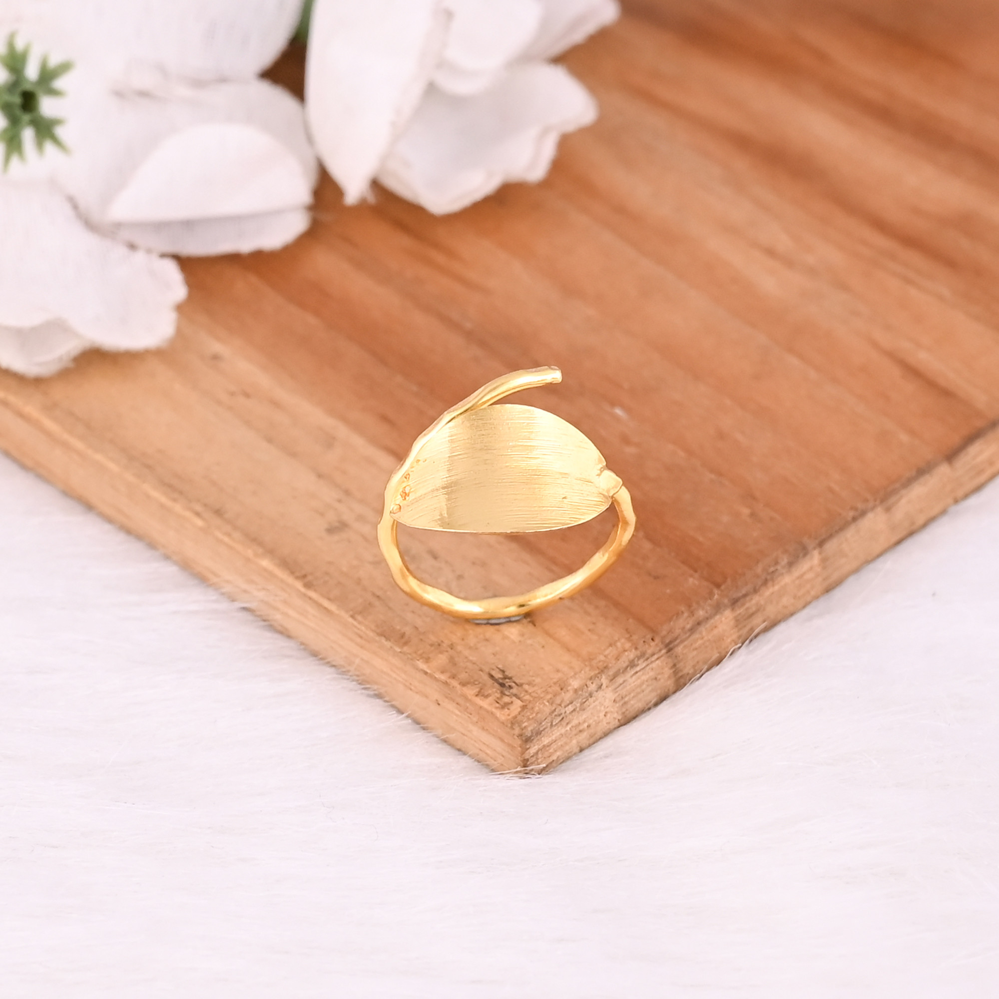 Wholesale Lot 25 Piece Yellow Gold Plated Brass Handmade Leaf Designer Matte Finish Dainty Ring