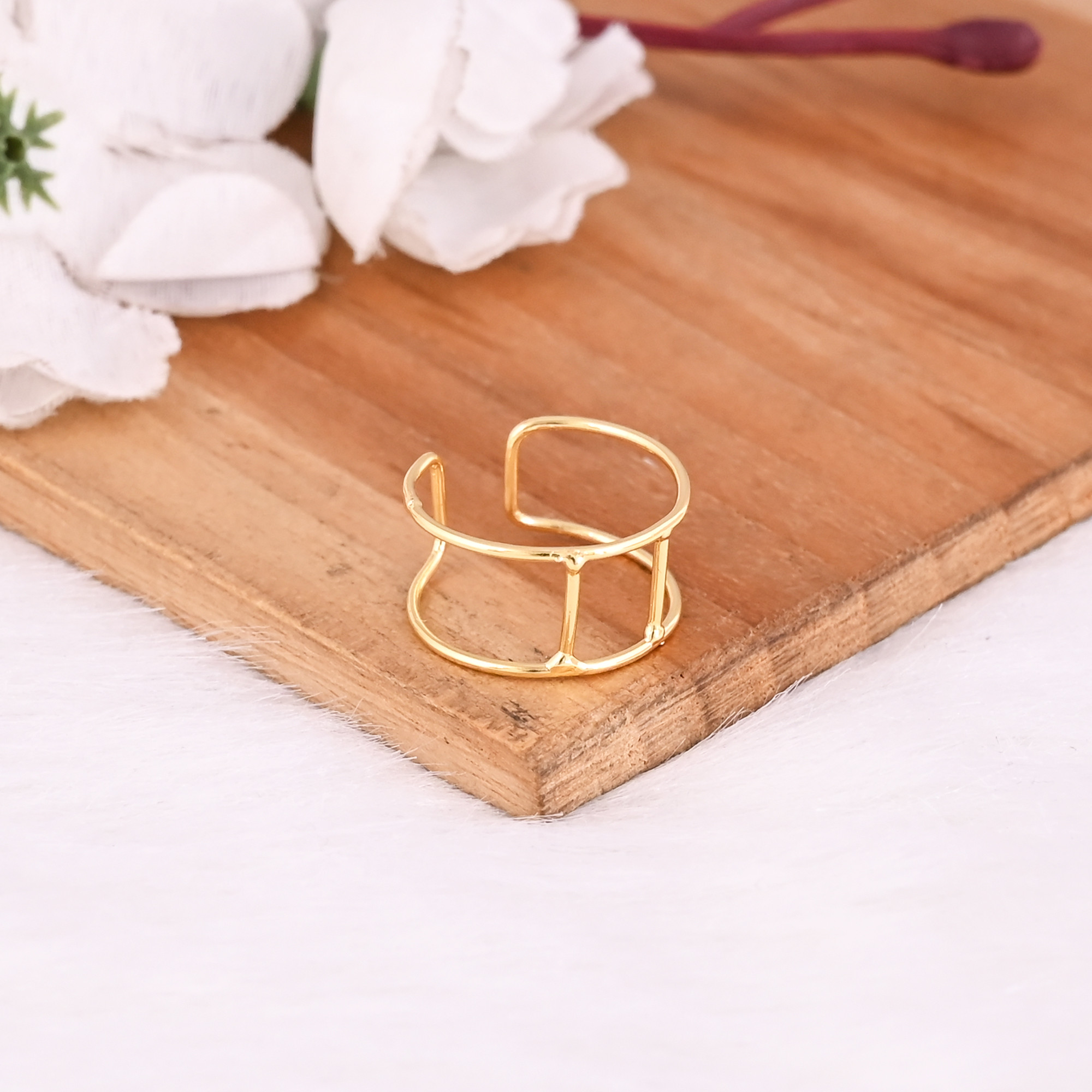 Wholesale Lot of 25 Yellow Gold Plated Minimalist Brass Rings Handmade Designer Adjustable Ring
