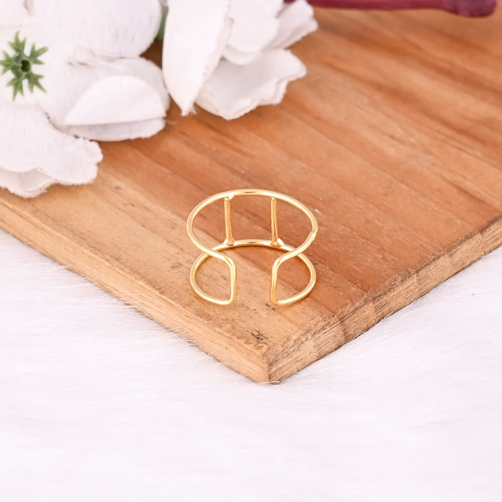 Wholesale Lot of 25 Yellow Gold Plated Minimalist Brass Rings Handmade Designer Adjustable Ring