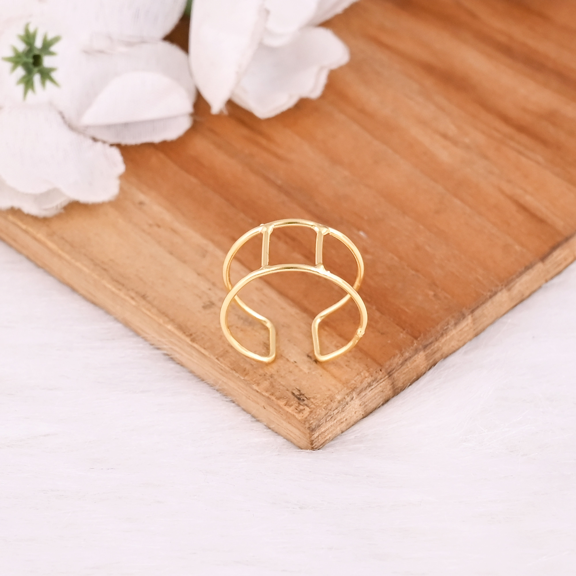 Wholesale Lot of 25 Yellow Gold Plated Minimalist Brass Rings Handmade Designer Adjustable Ring