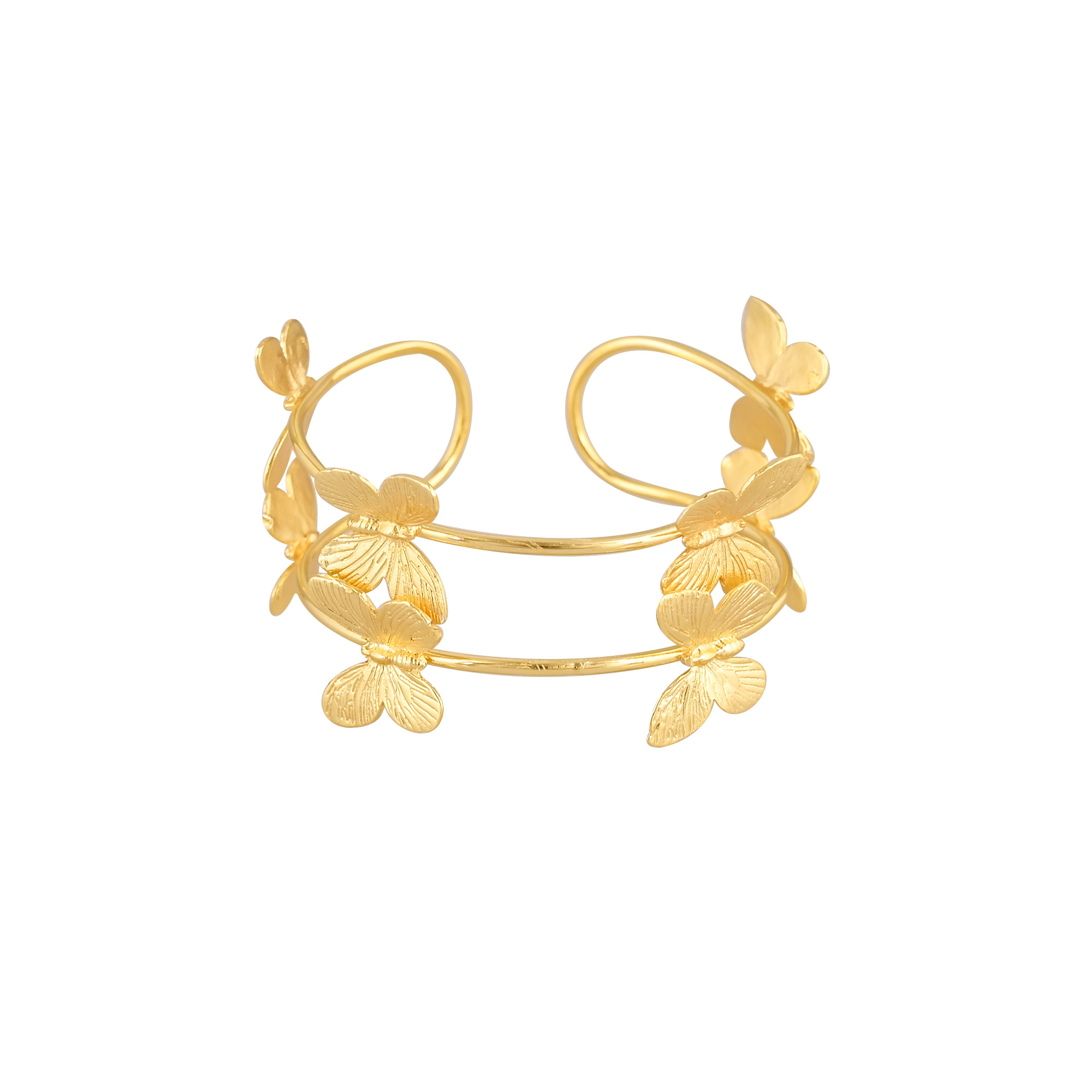 Women Brass Adjustable Cuff Bangle Bracelet Butterfly Charm Jewelry Unique Gift For Her