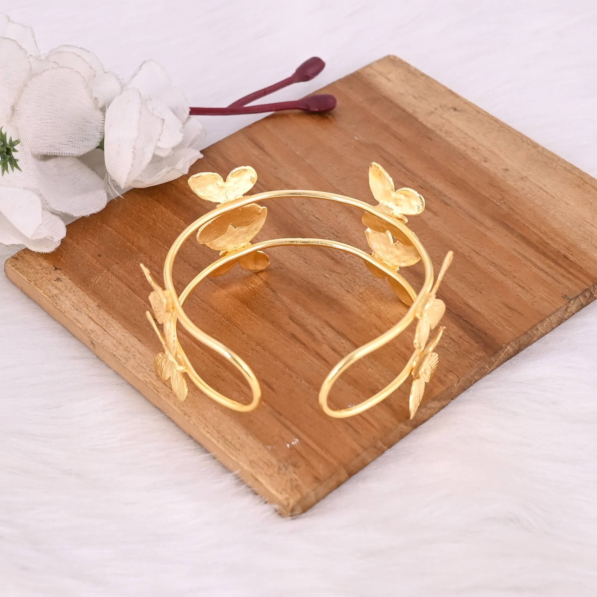 Women Brass Adjustable Cuff Bangle Bracelet Butterfly Charm Jewelry Unique Gift For Her