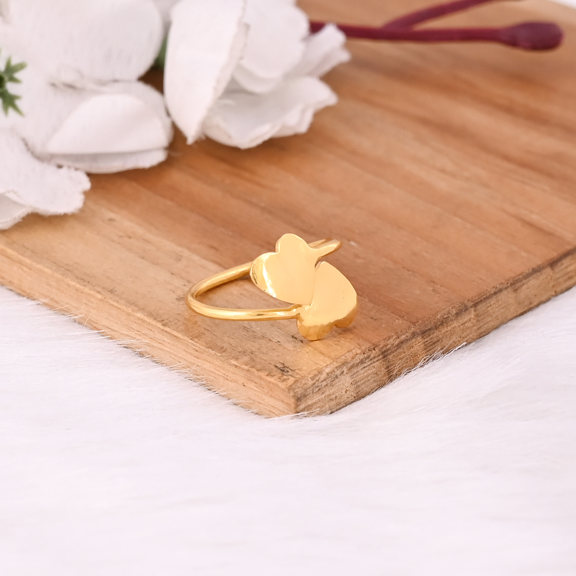 Wholesale Lot 25 Piece Yellow Gold Plated Brass Heart Shape Adjustable Ring Anniversary Gift For Her