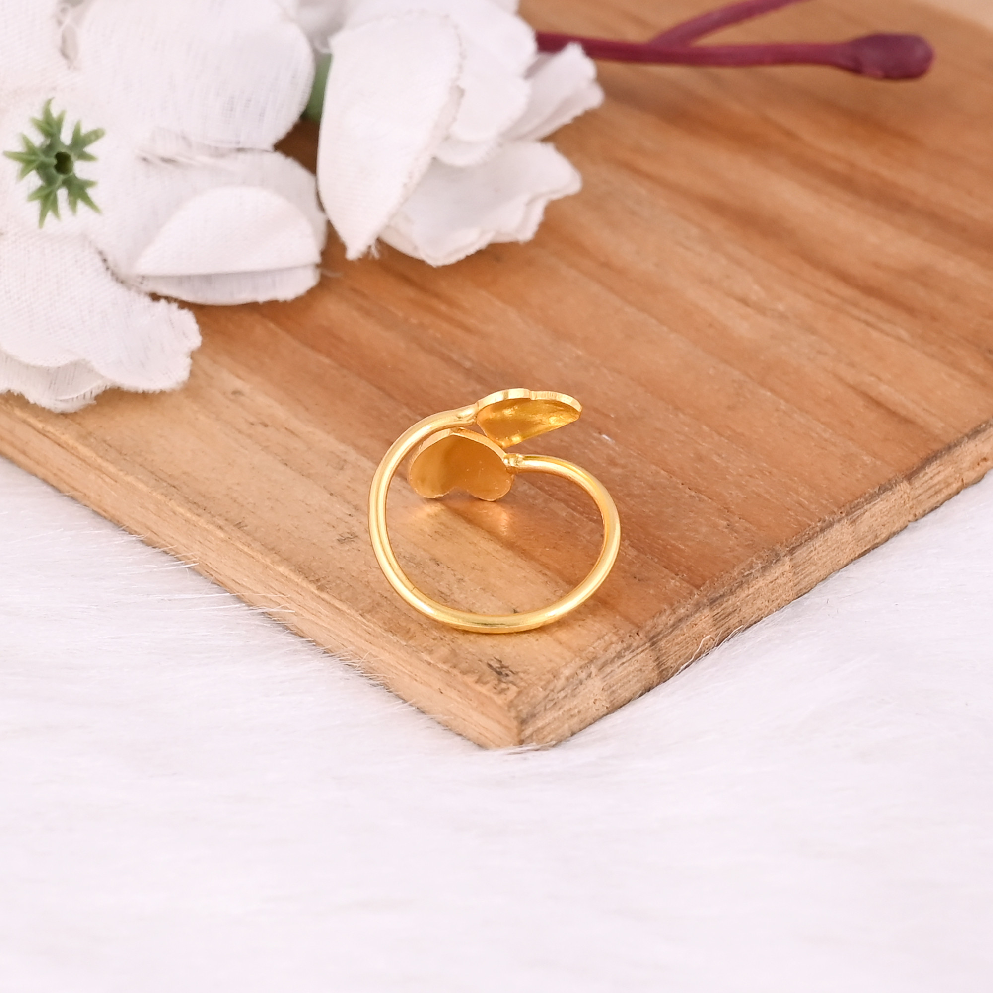 Wholesale Lot 25 Piece Yellow Gold Plated Brass Heart Shape Adjustable Ring Anniversary Gift For Her