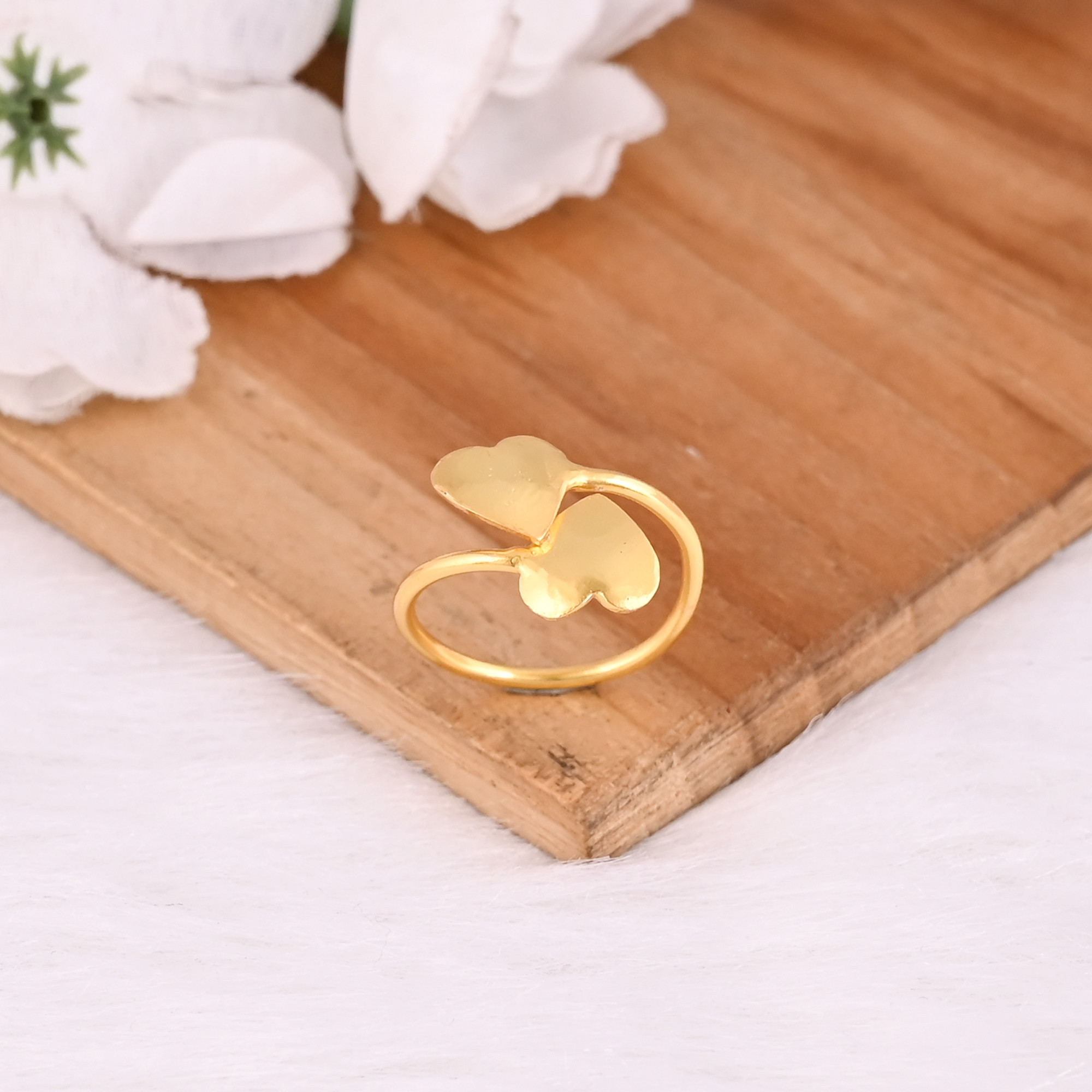 Wholesale Lot 25 Piece Yellow Gold Plated Brass Heart Shape Adjustable Ring Anniversary Gift For Her
