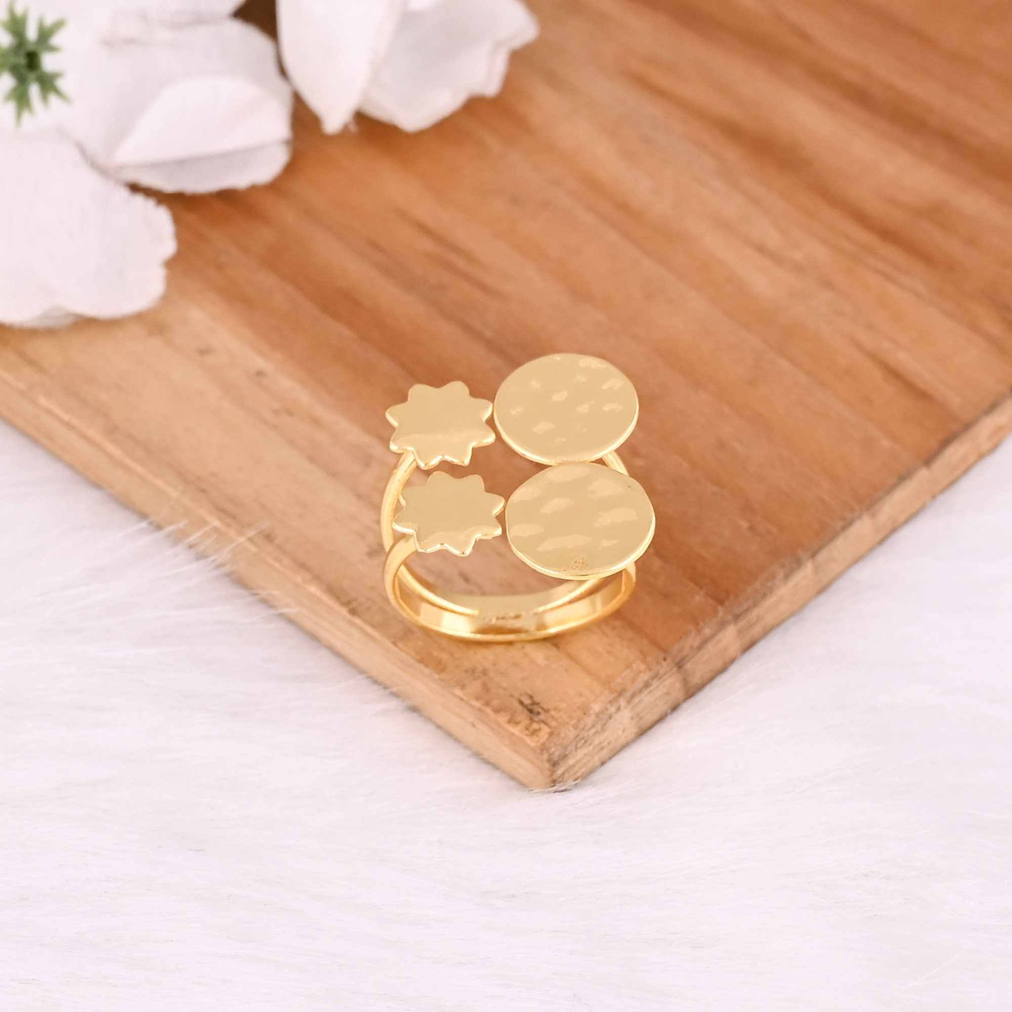 Wholesale Lot 25 Piece Yellow Gold Plated Brass Handmade Hammered  Star Designer Adjustable Ring