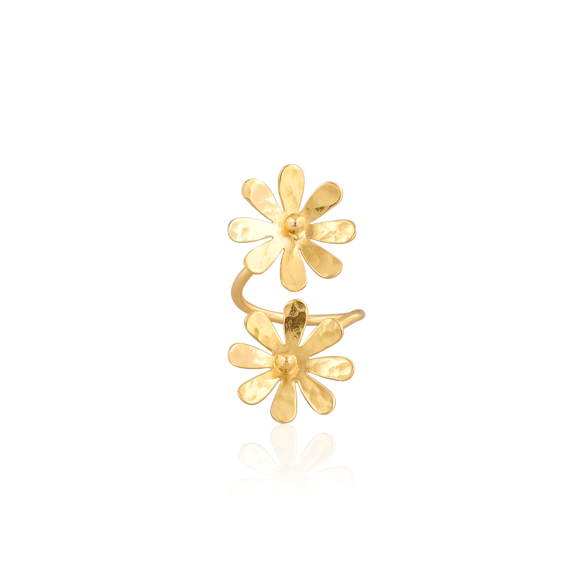 Wholesale Lot 25 Piece Yellow Gold Plated Brass Handmade Floral Designer Stackable Ring Unique Gift Fashion Jewelry