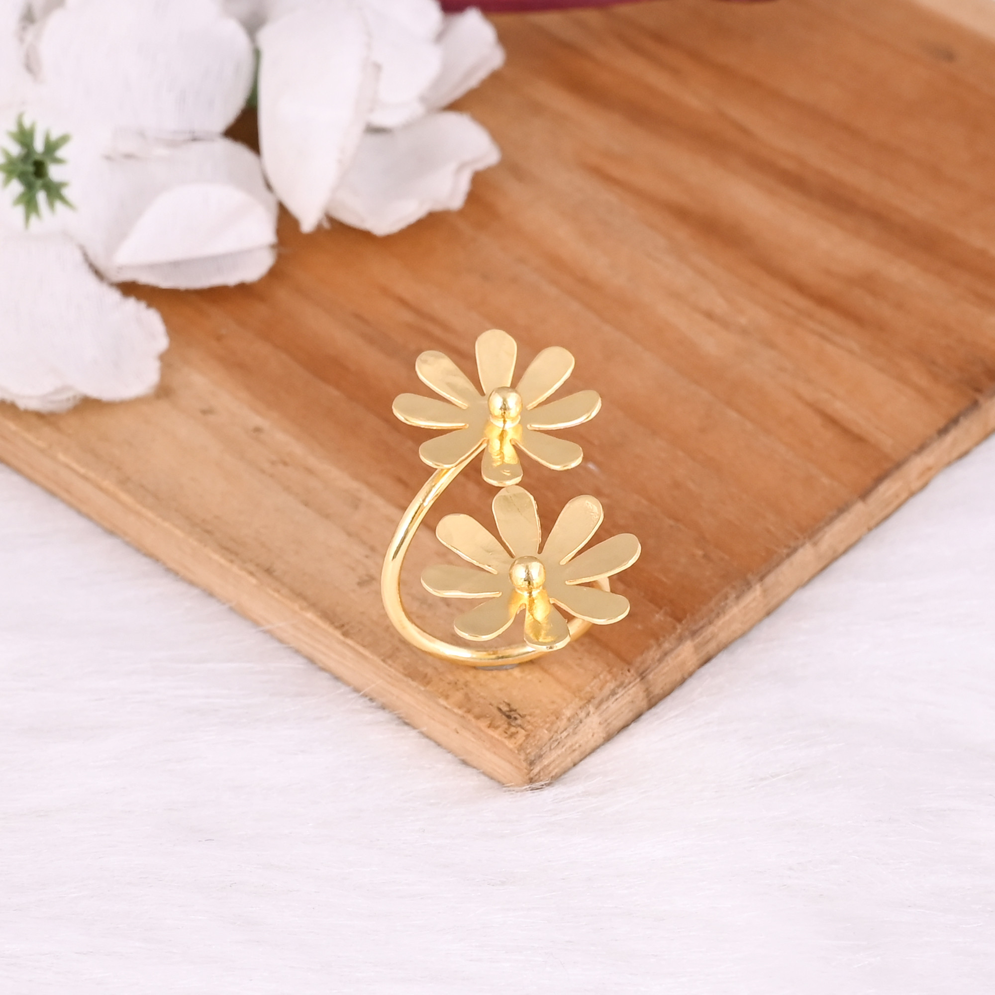 Wholesale Lot 25 Piece Yellow Gold Plated Brass Handmade Floral Designer Stackable Ring Unique Gift Fashion Jewelry