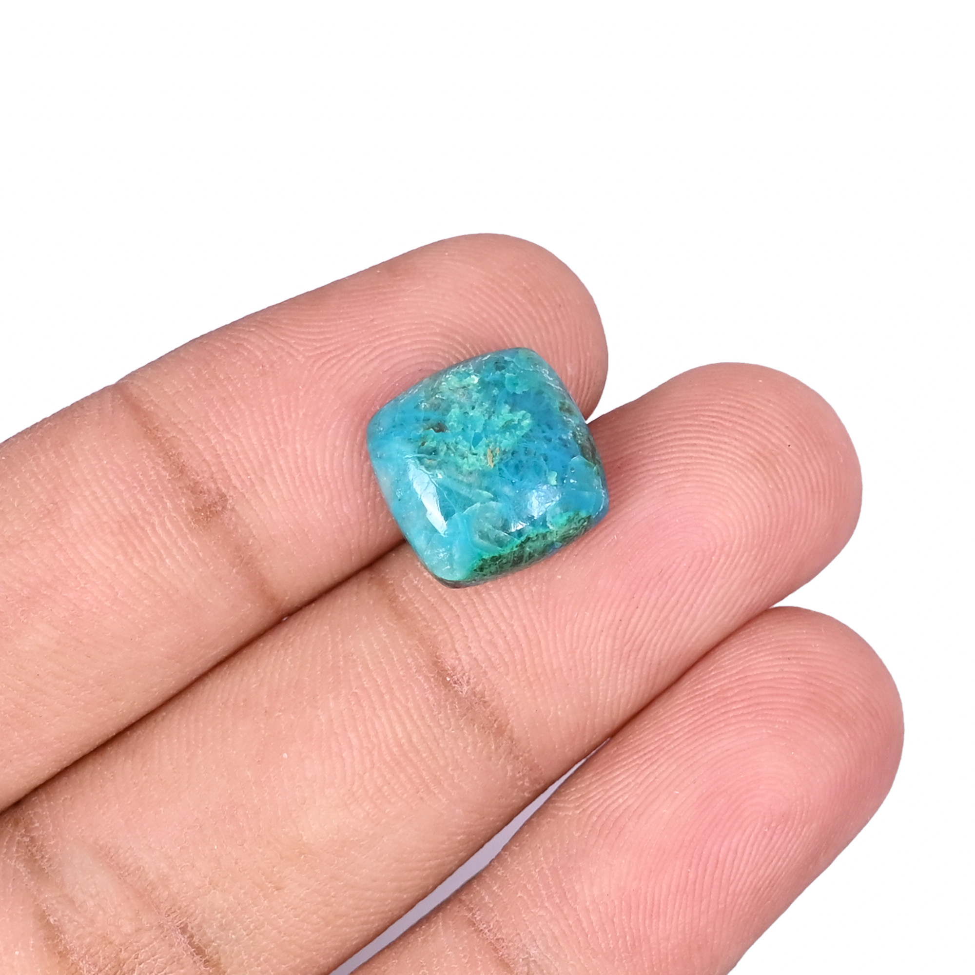 Natural Chrysocolla Cushion Cabochon 12mm 75 Cts