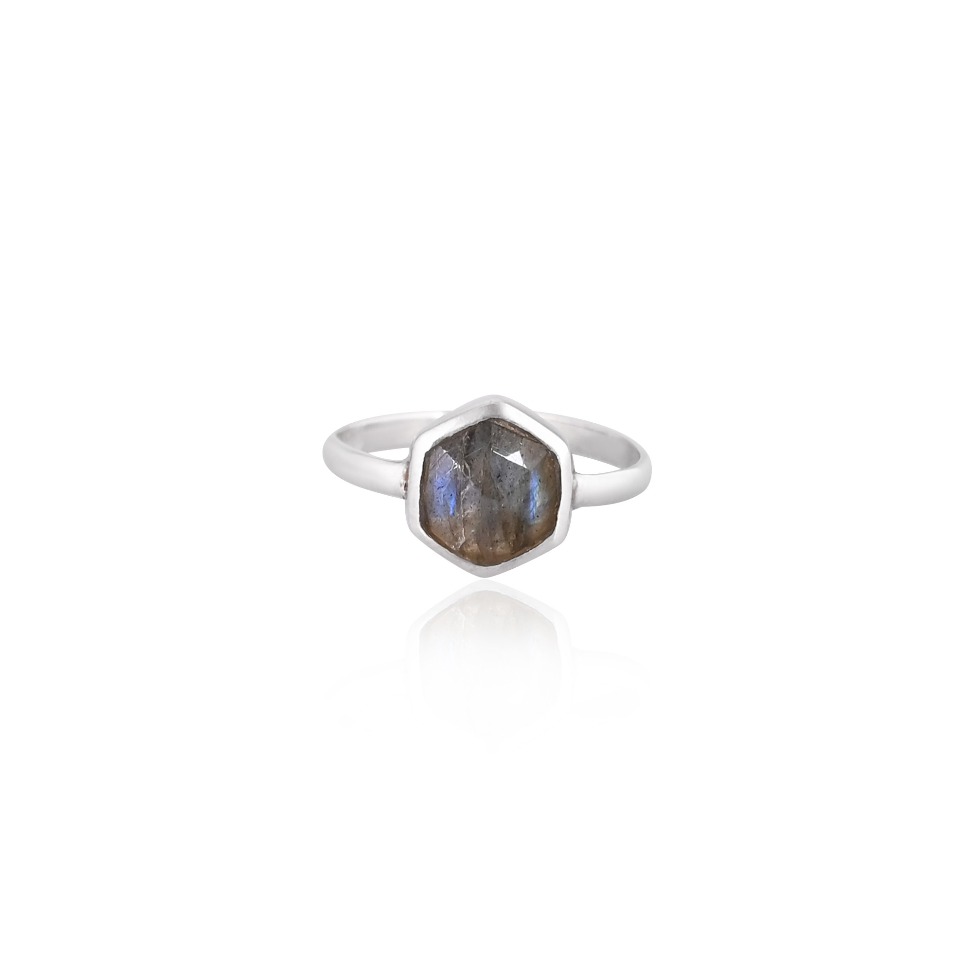 925 Sterling Silver Natural Labradorite Gemstone Minimalist Handmade Designer Birthstone Gift Adjustable Ring