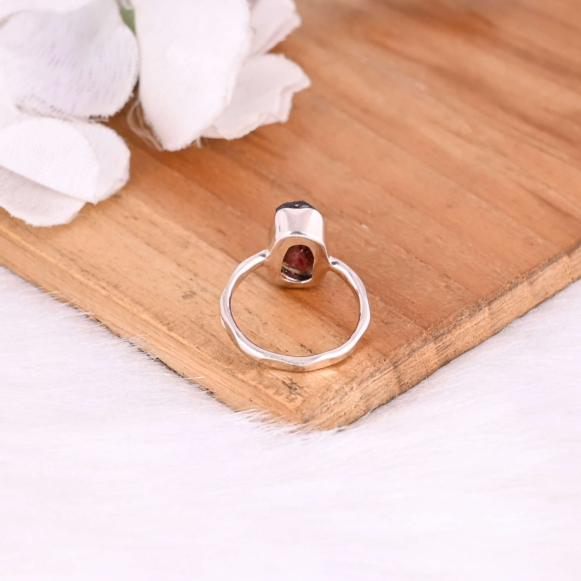 925 Sterling Solid Silver Garnet Rough Gemstone Stacking Ring Handmade Jewelry Dainty Ring Custom Jewelry Fine Jewelry