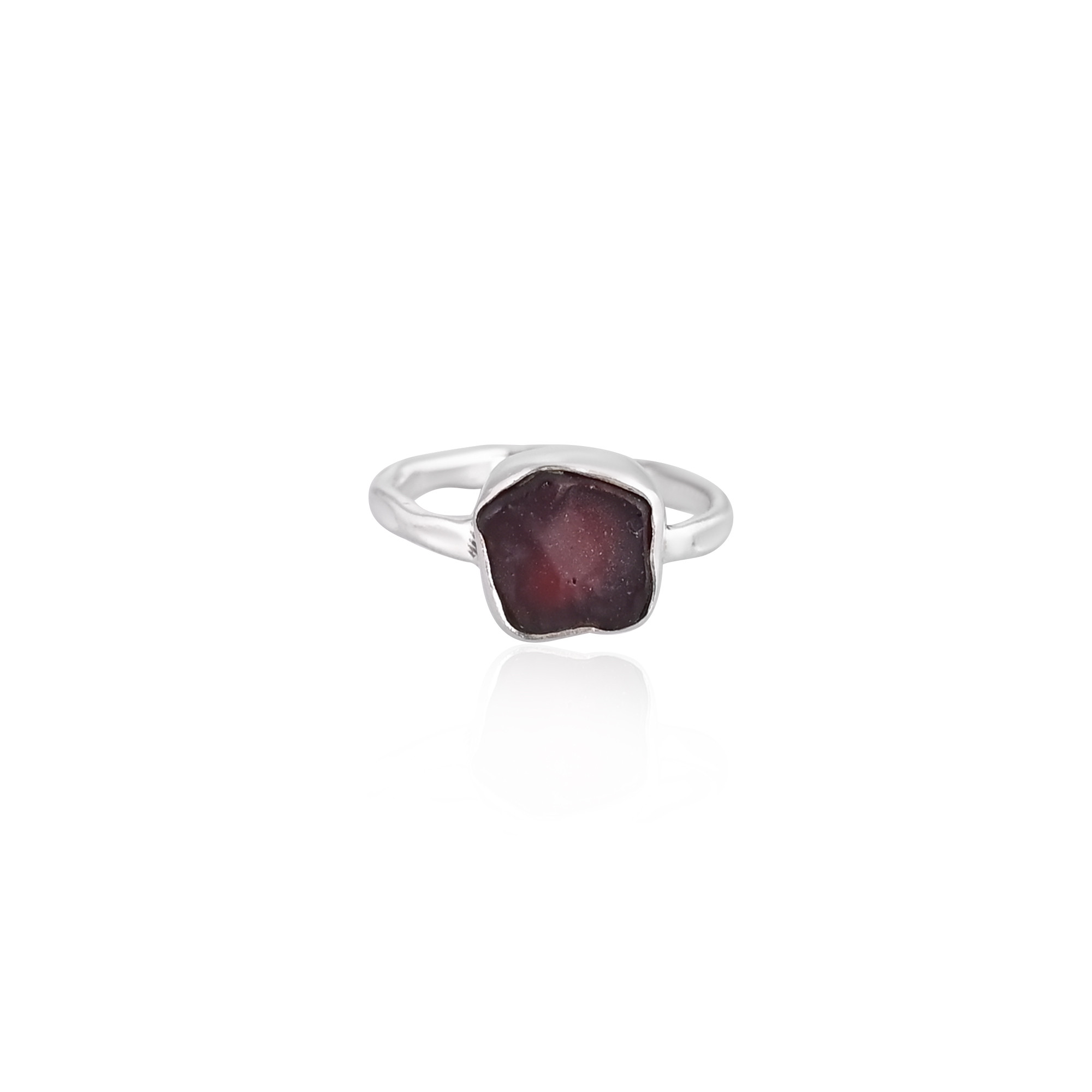Solid 925 Sterling Silver Garnet Rough Handmade Stackable Dainty Ring Wholesale Jewelry Womens Fine Rings