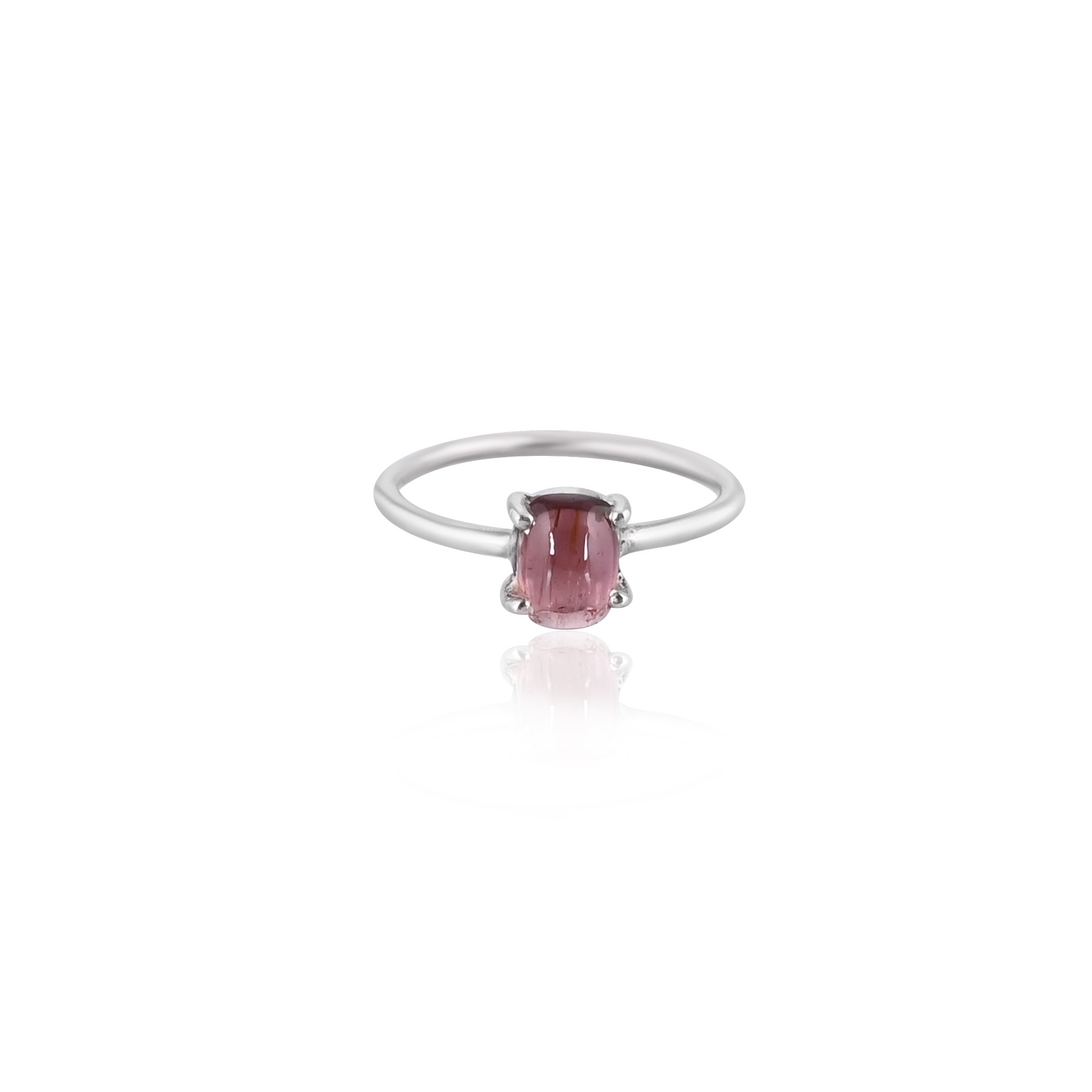 925 Sterling Silver Natural Pink Tourmaline Gemstone Prong Setting Handmade Stackable Ring Minimalist Jewelry