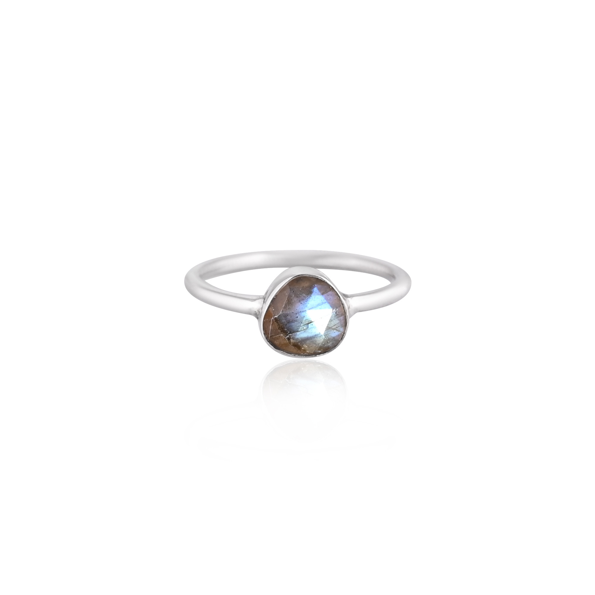 925 Sterling Silver Natural Labradorite Gemstone Minimalist Handmade Designer Birthstone Gift Ring