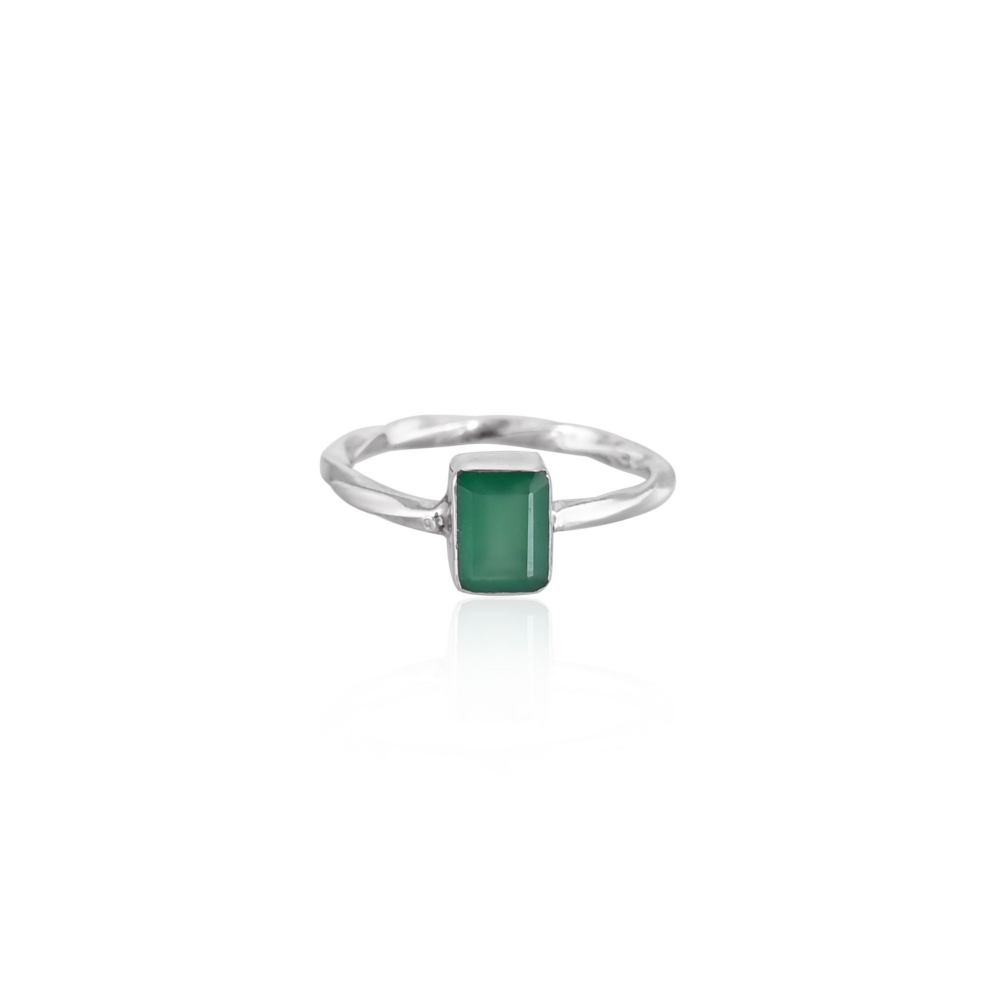 925 Sterling Solid Silver Green Onyx Gemstone Stackable Handmade Designer Dainty Ring Wholesale jewelry