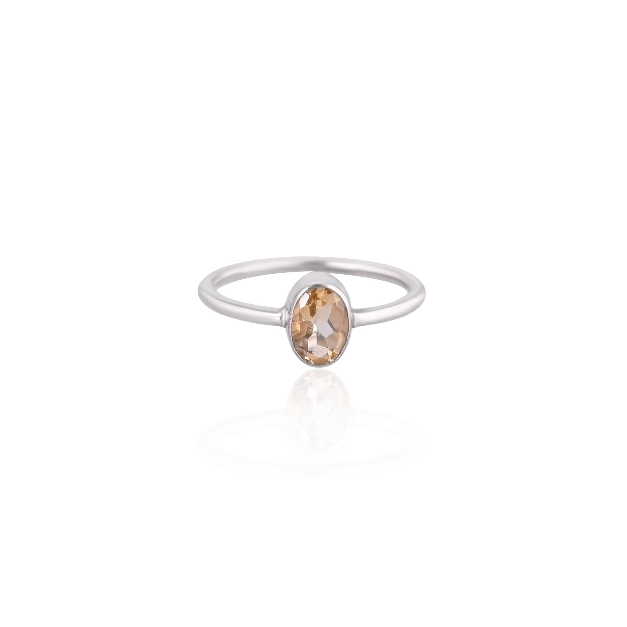 925 Sterling Silver Natural Citrine Bezel Setting Handmade Designer Minimalist Ring Gift For Her Stackable Ring Jewelry