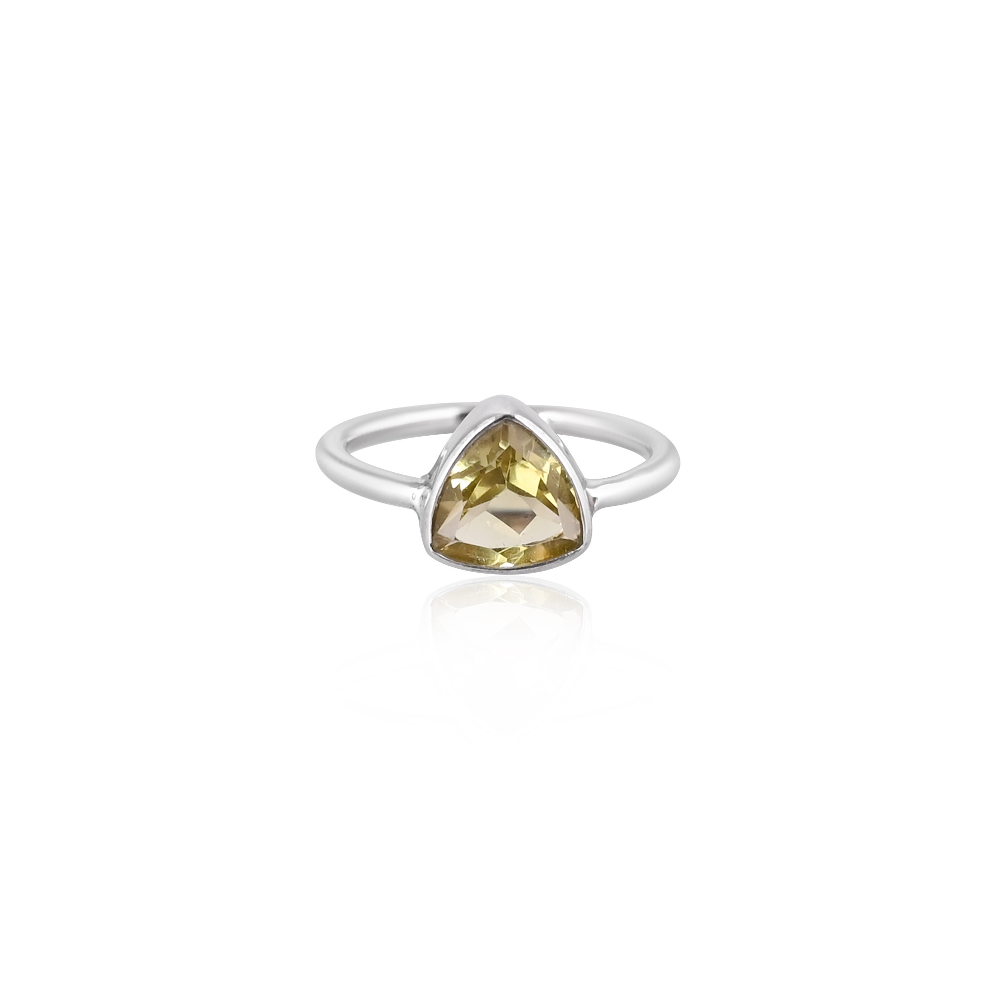 925 Sterling Silver Natural Peridot Gemstone Trillion Shape Handmade Stackable Ring Trendy Jewelry Unisex Gift Fine Ring