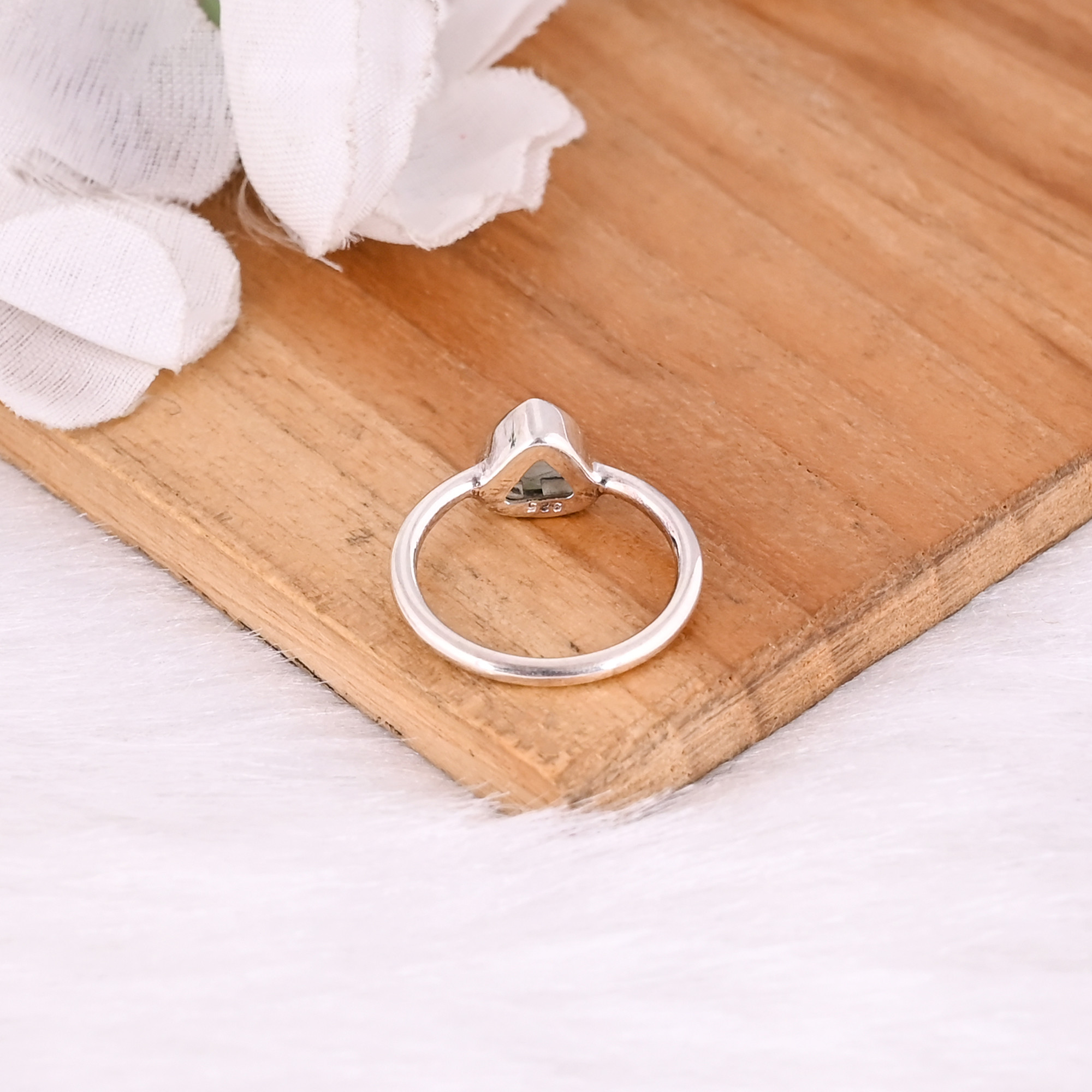 925 Sterling Solid Silver Aquamarine Gemstone Handmade Stackable Ring Mom Gifts Silver Fine Jewelry