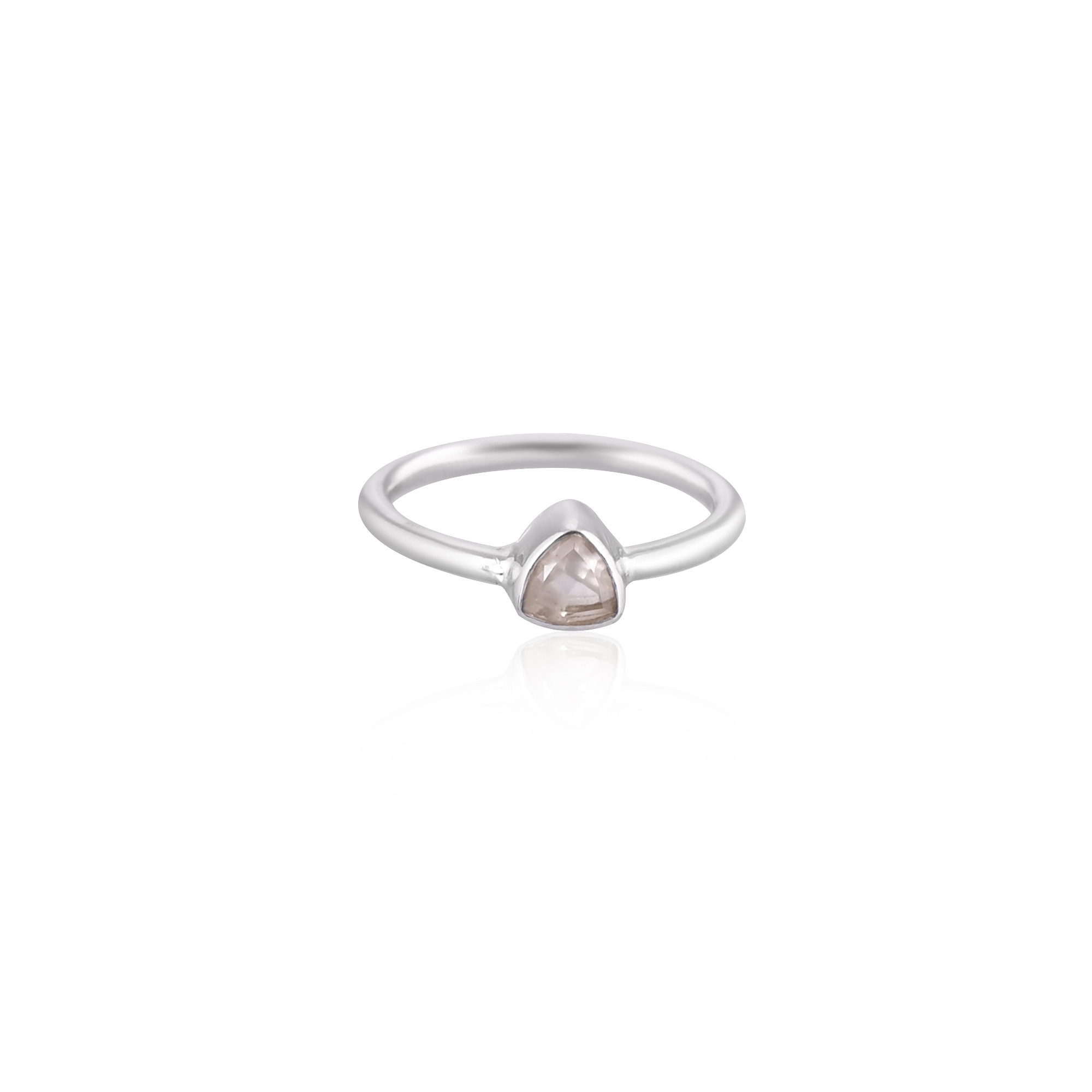 925 Sterling Silver Natural Green Amethyst Trillion Gemstone Handmade Stacking Ring Minimalist Jewelry