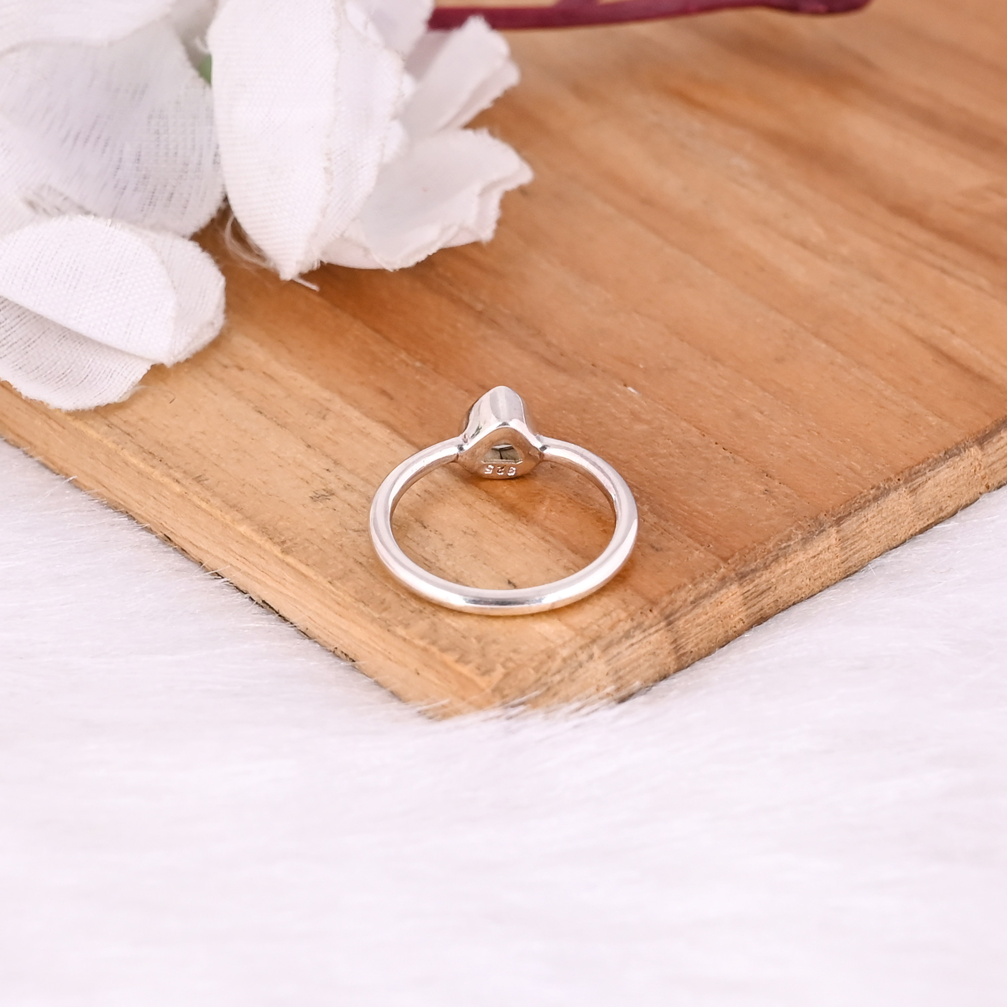 925 Sterling Silver Natural Green Amethyst Trillion Gemstone Handmade Stacking Ring Minimalist Jewelry