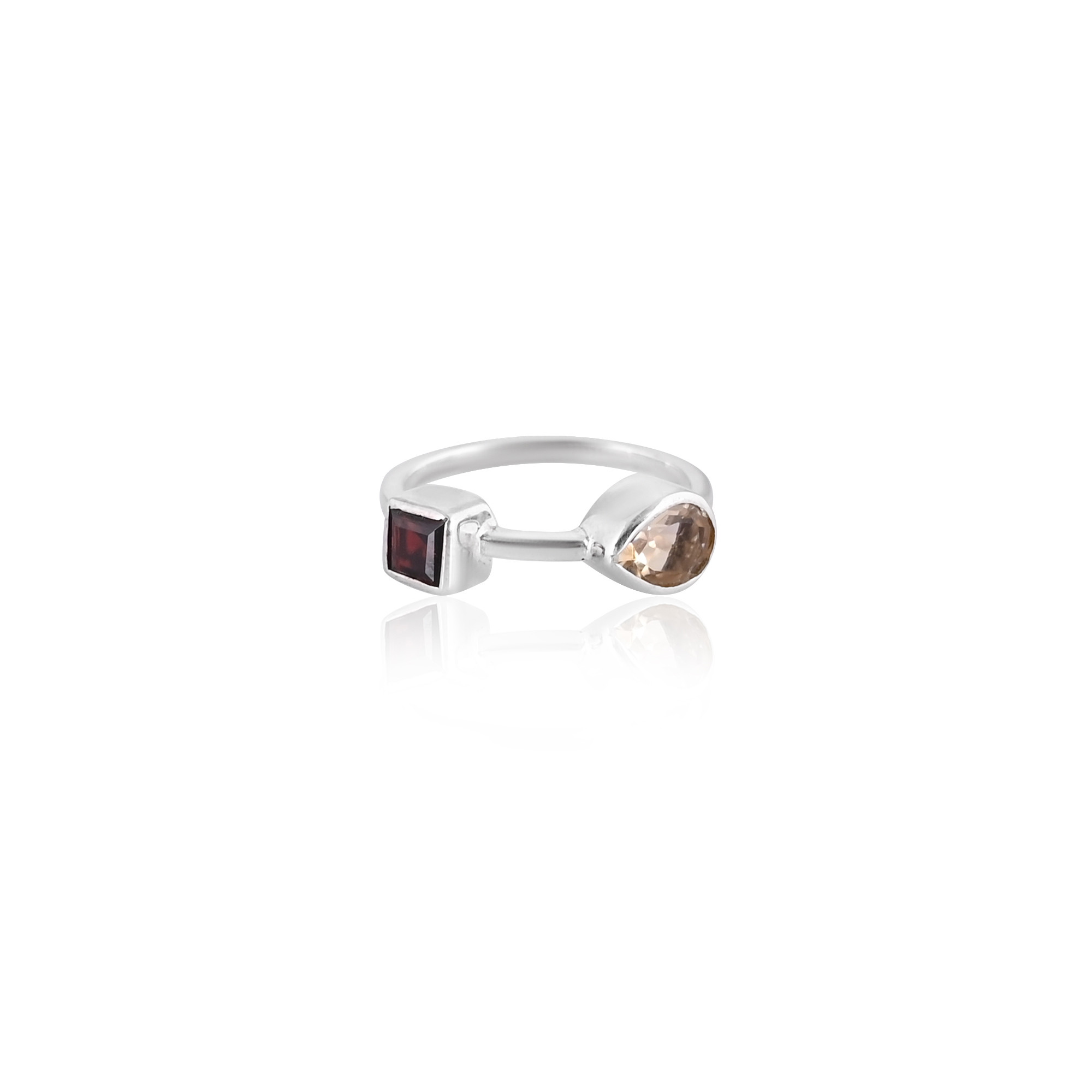925 Sterling Silver Natural Citrine Garnet Gemstone Handmade Stackable Ring Designer Ring Wholesale Jewelry