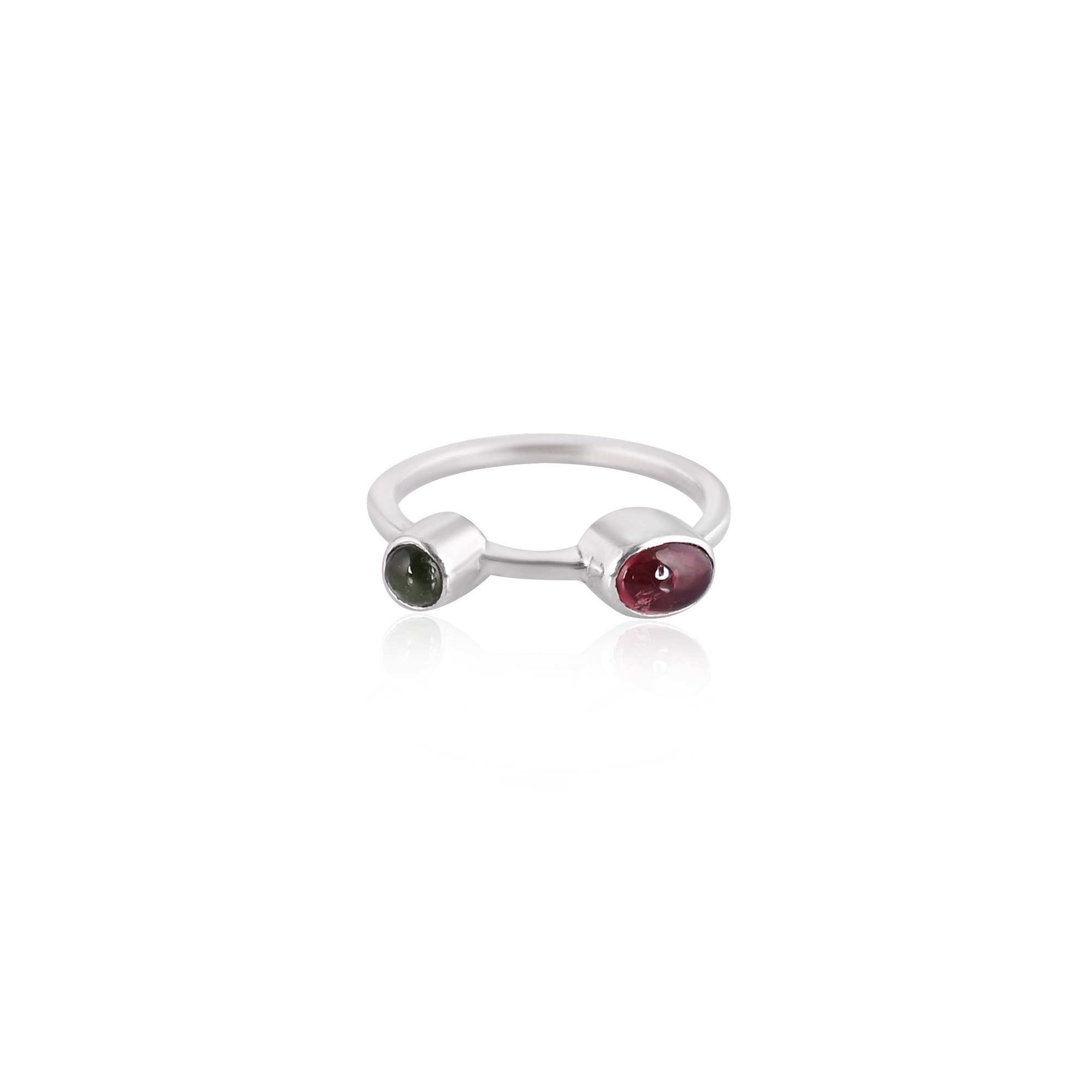 925 Sterling Solid Silver Natural Green  Pink Tourmaline Gemstone Dailywear Ring Handmade Jewelry