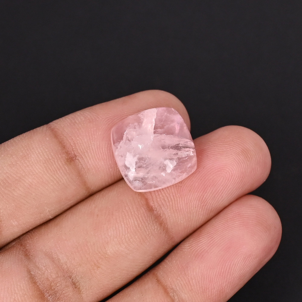 Image of Natural Rose Quartz 10 Carat 15mm Cushion Shape Loose Gemstone