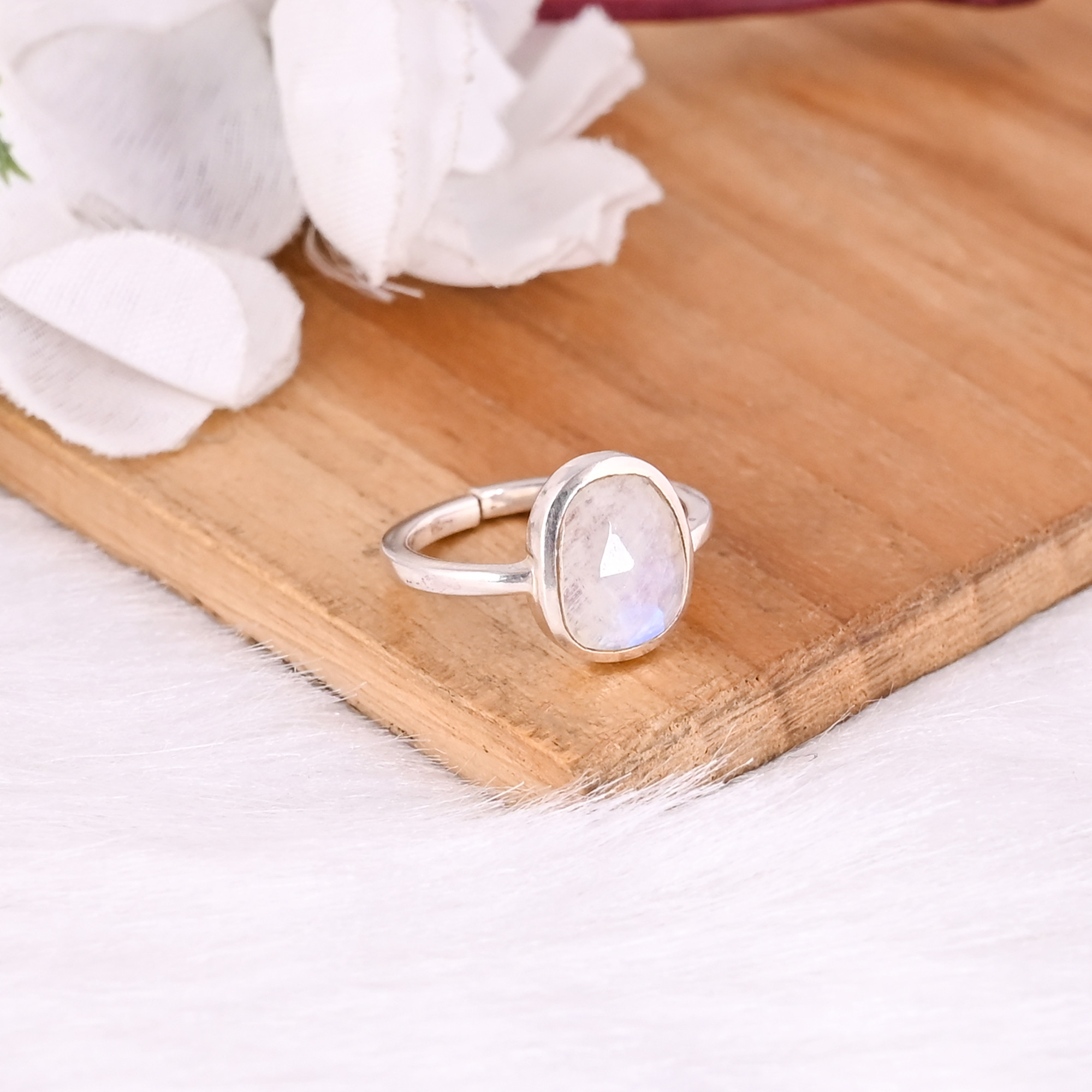 925 Sterling Silver Natural Rainbow Moonstone Gemstone Adjustable Handmade Designer Bridal Gift Statement Jewelry Fine Rings