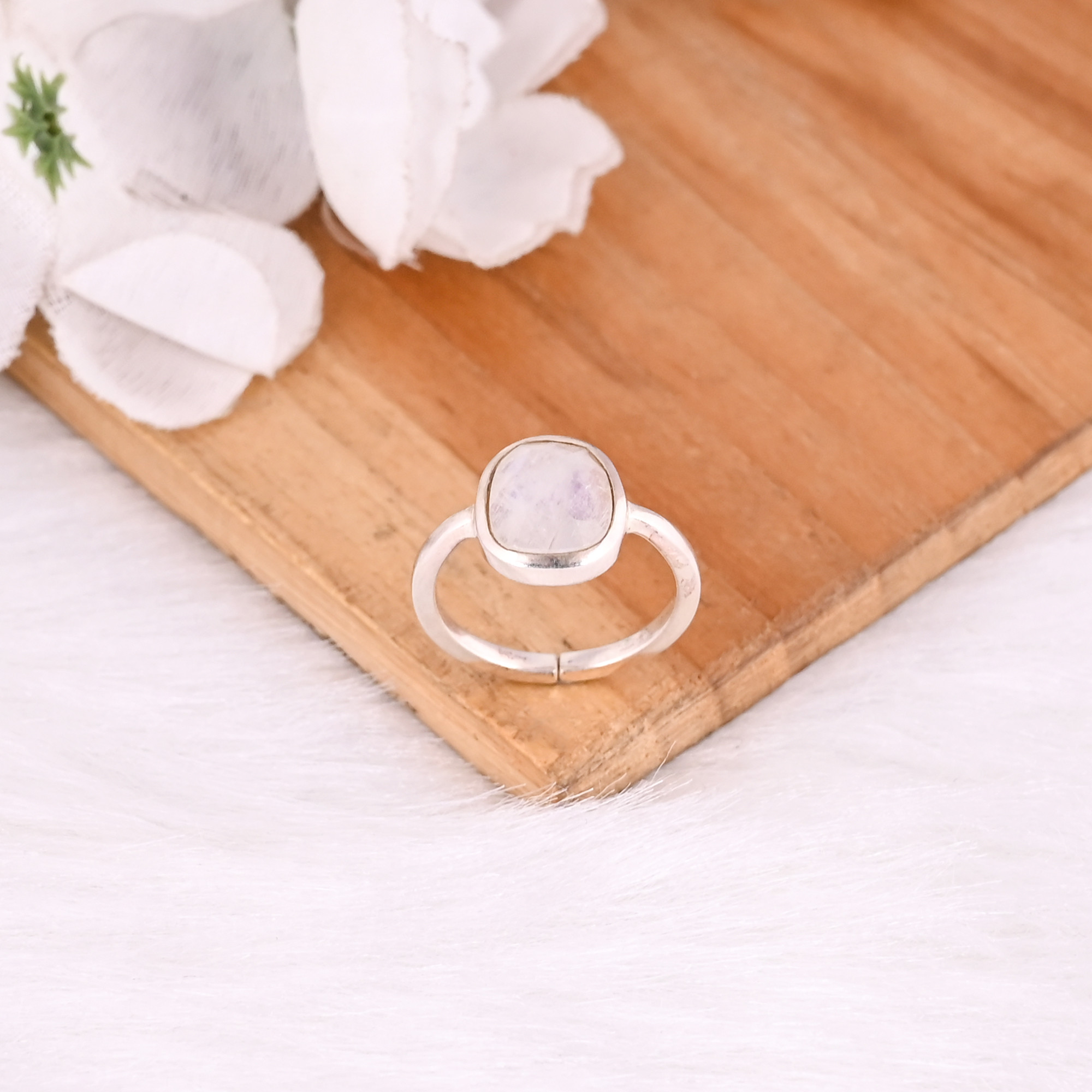 925 Sterling Silver Natural Rainbow Moonstone Gemstone Adjustable Handmade Designer Bridal Gift Statement Jewelry Fine Rings