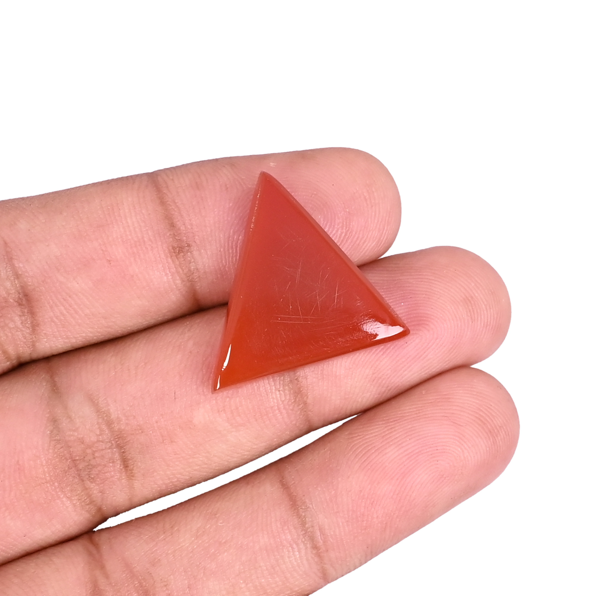 Natural Red Onyx 131 Carat 22x22mm Triangle Shape Loose Gemstone