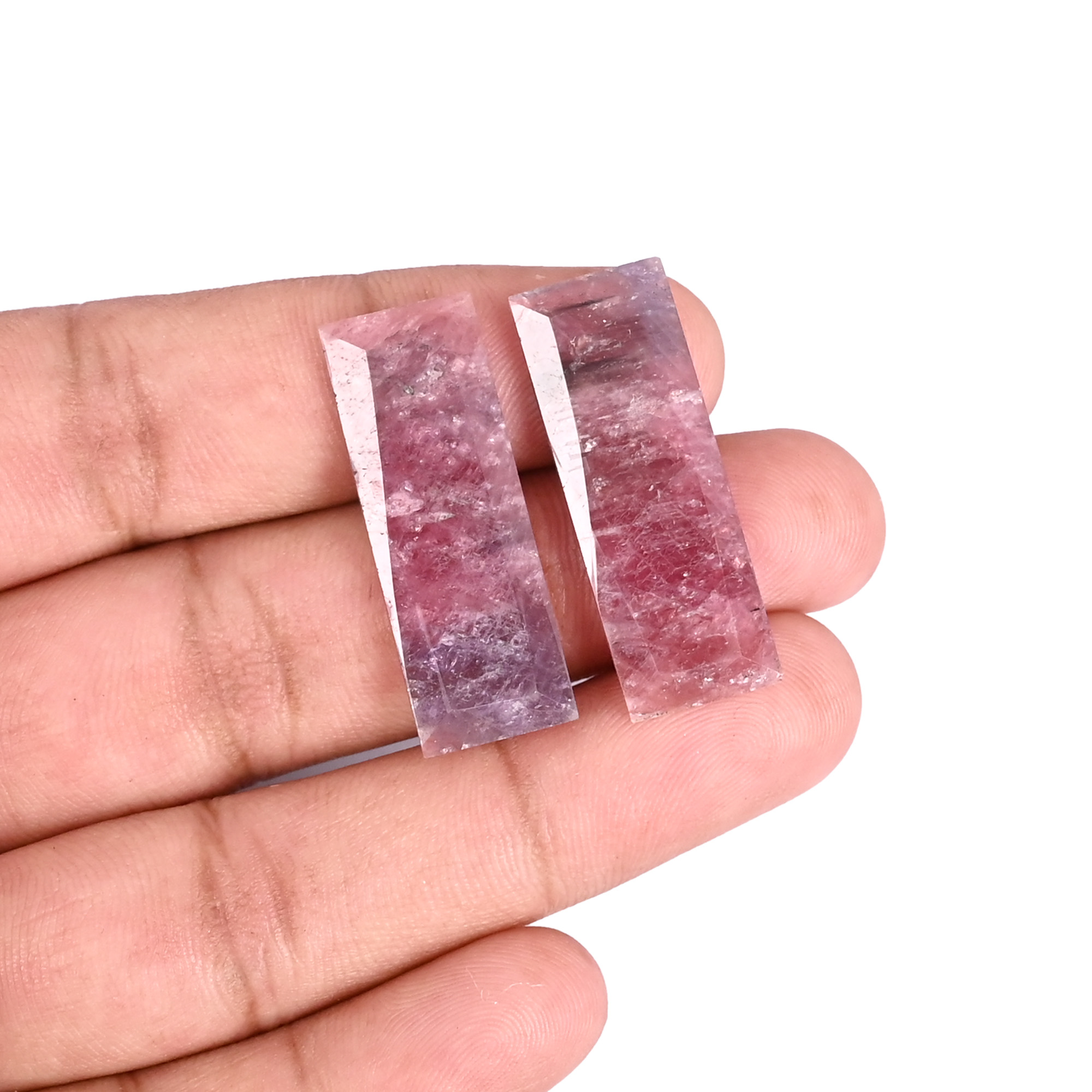 Natural Multi Sapphire 406 Carat 1 Pair Weight  32x12mm Rectangle Shape Loose Gemstone