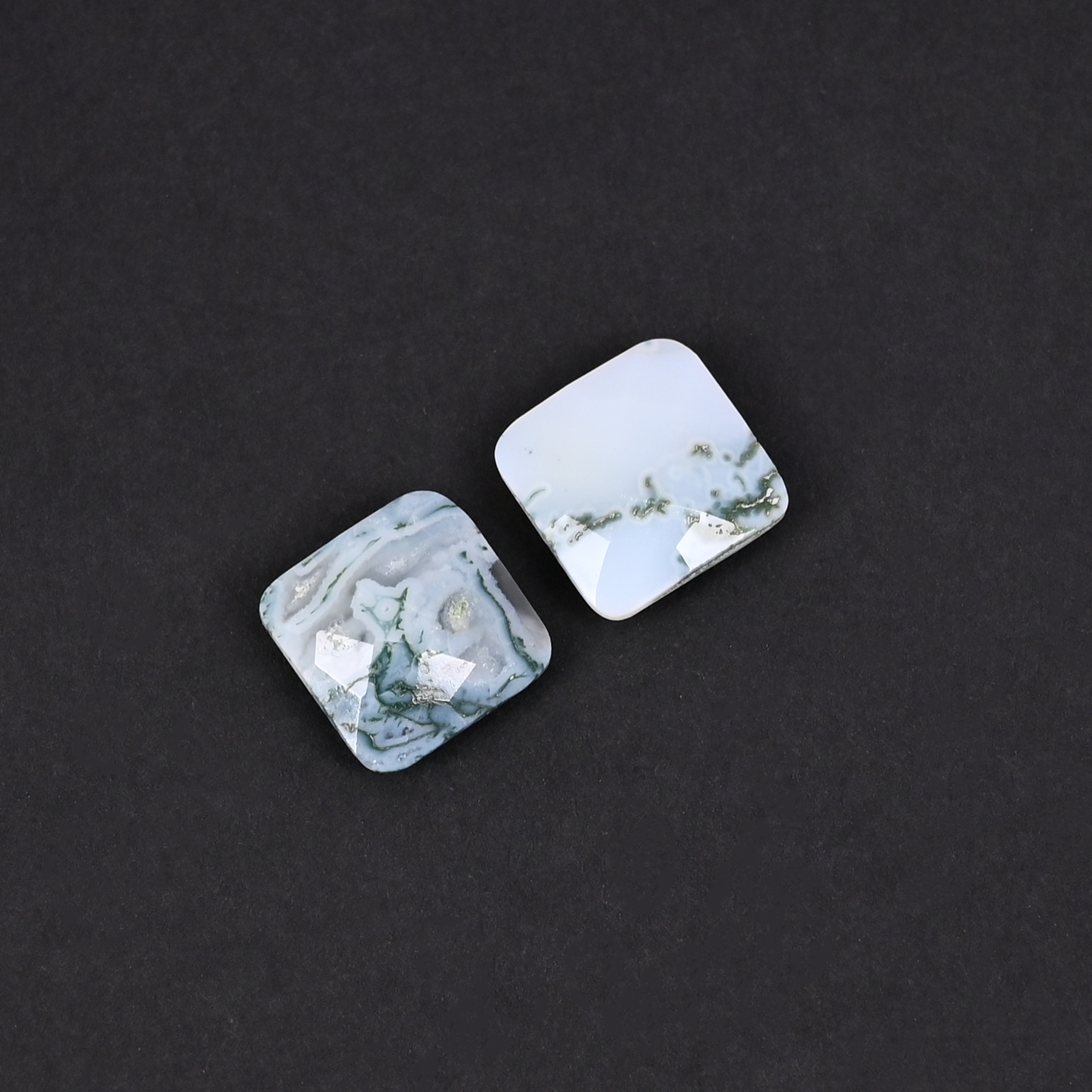 Natural Moss Agate 10 Carat 1 Pair Weight  12x12mm Cushion Shape Loose Gemstone