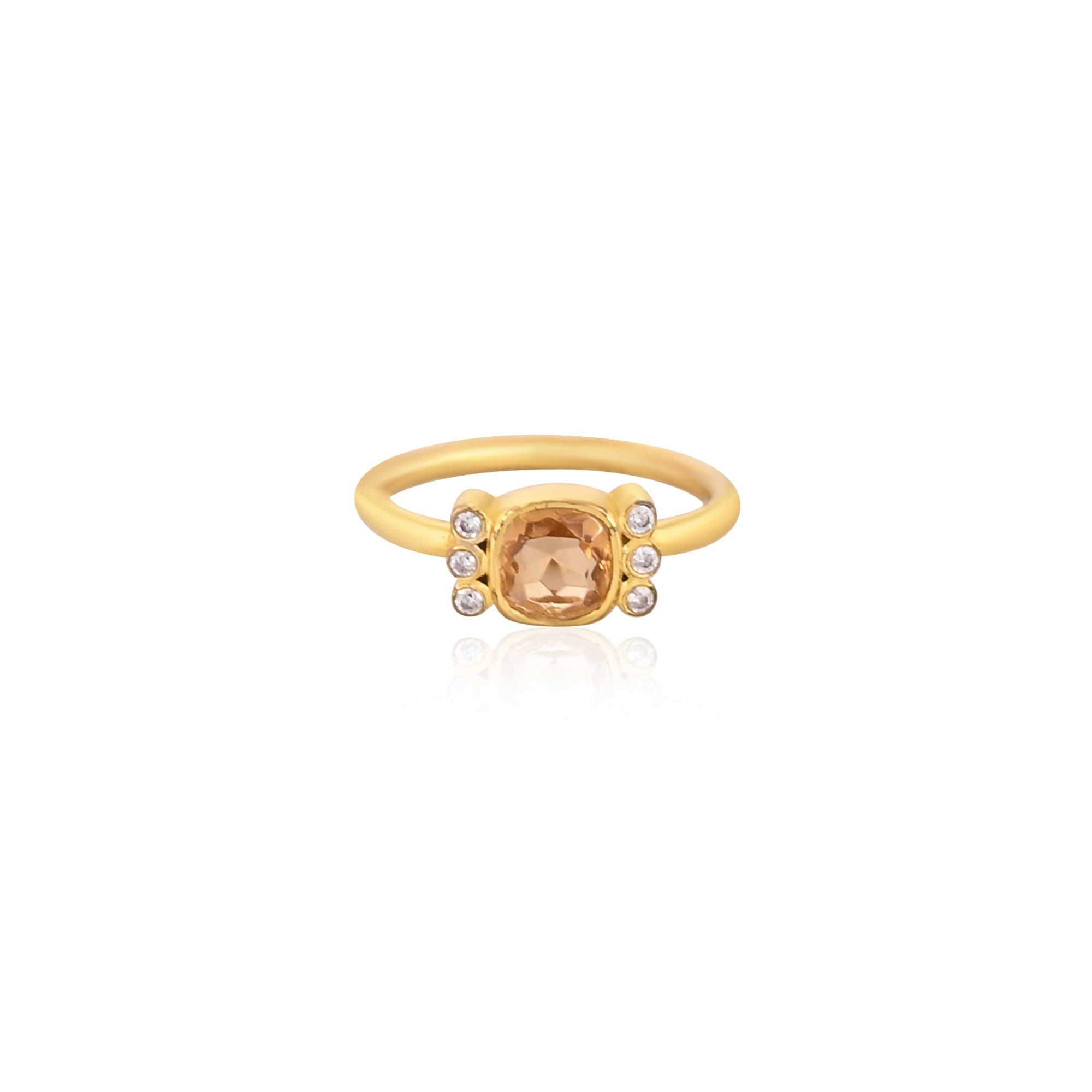 Solid 925 Sterling Silver Citrine Cushion Shape Gemstone Yellow Gold Plated Handmade Ring