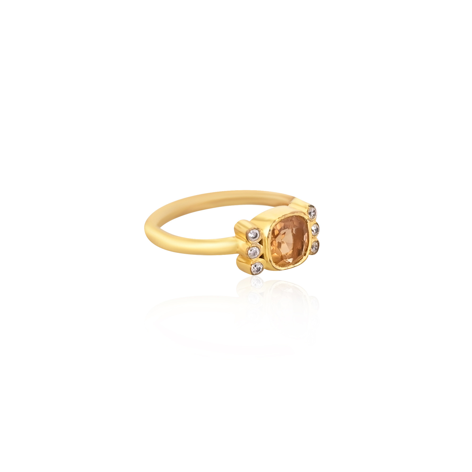 Solid 925 Sterling Silver Citrine Cushion Shape Gemstone Yellow Gold Plated Handmade Ring