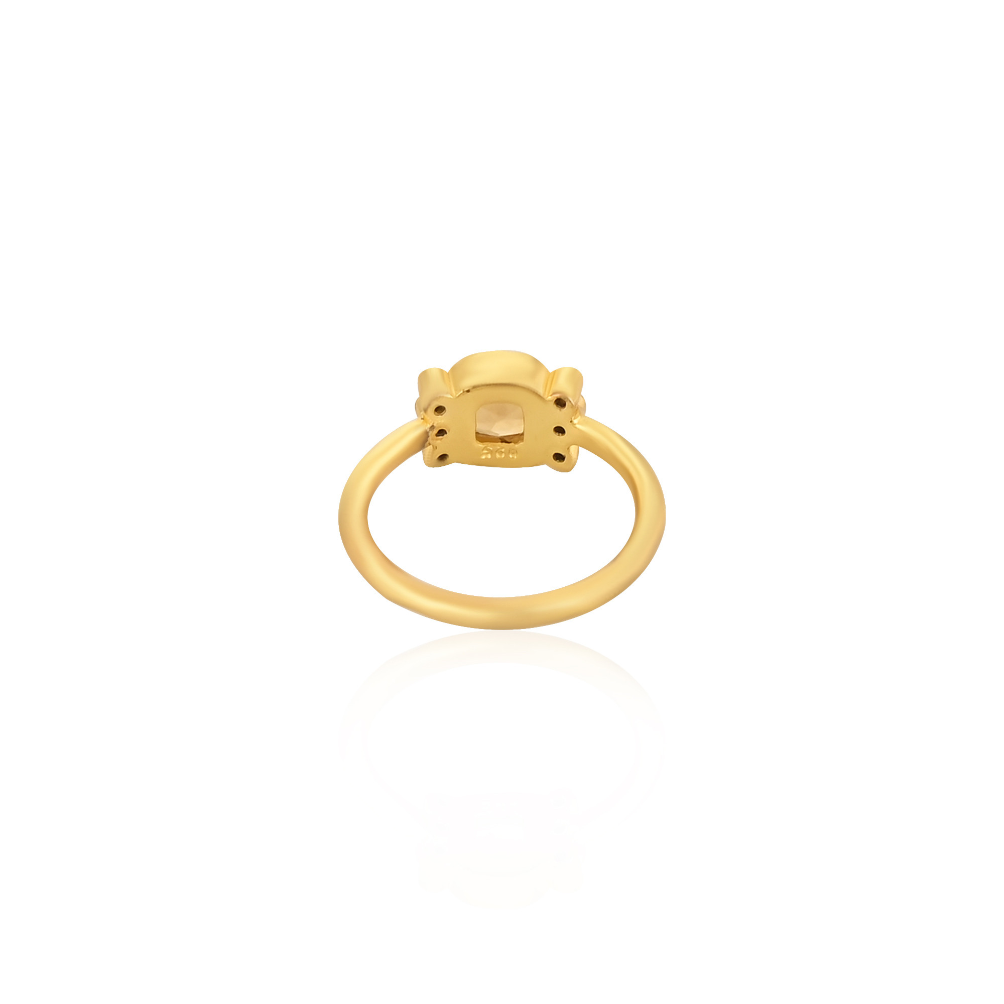 Solid 925 Sterling Silver Citrine Cushion Shape Gemstone Yellow Gold Plated Handmade Ring