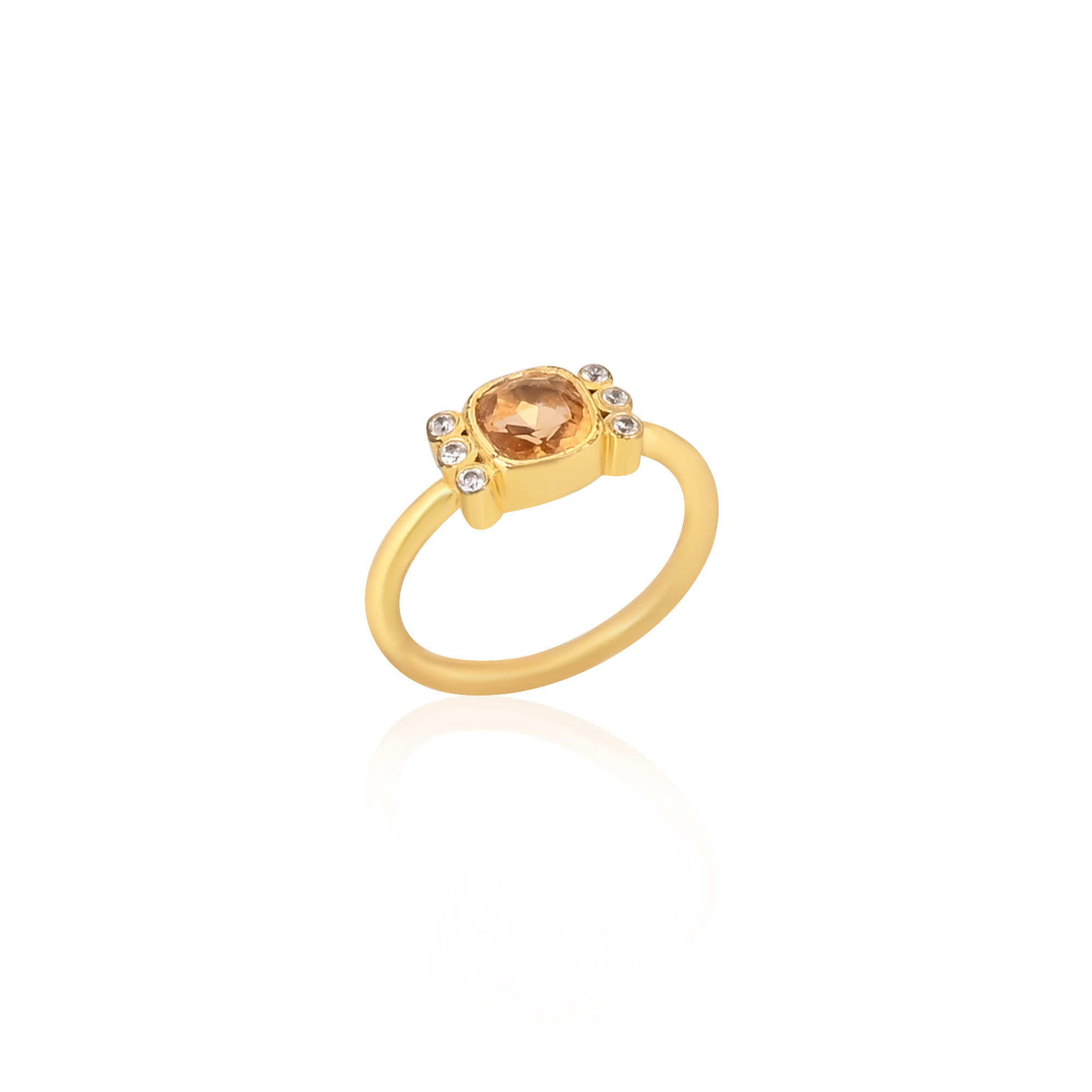 Solid 925 Sterling Silver Citrine Cushion Shape Gemstone Yellow Gold Plated Handmade Ring