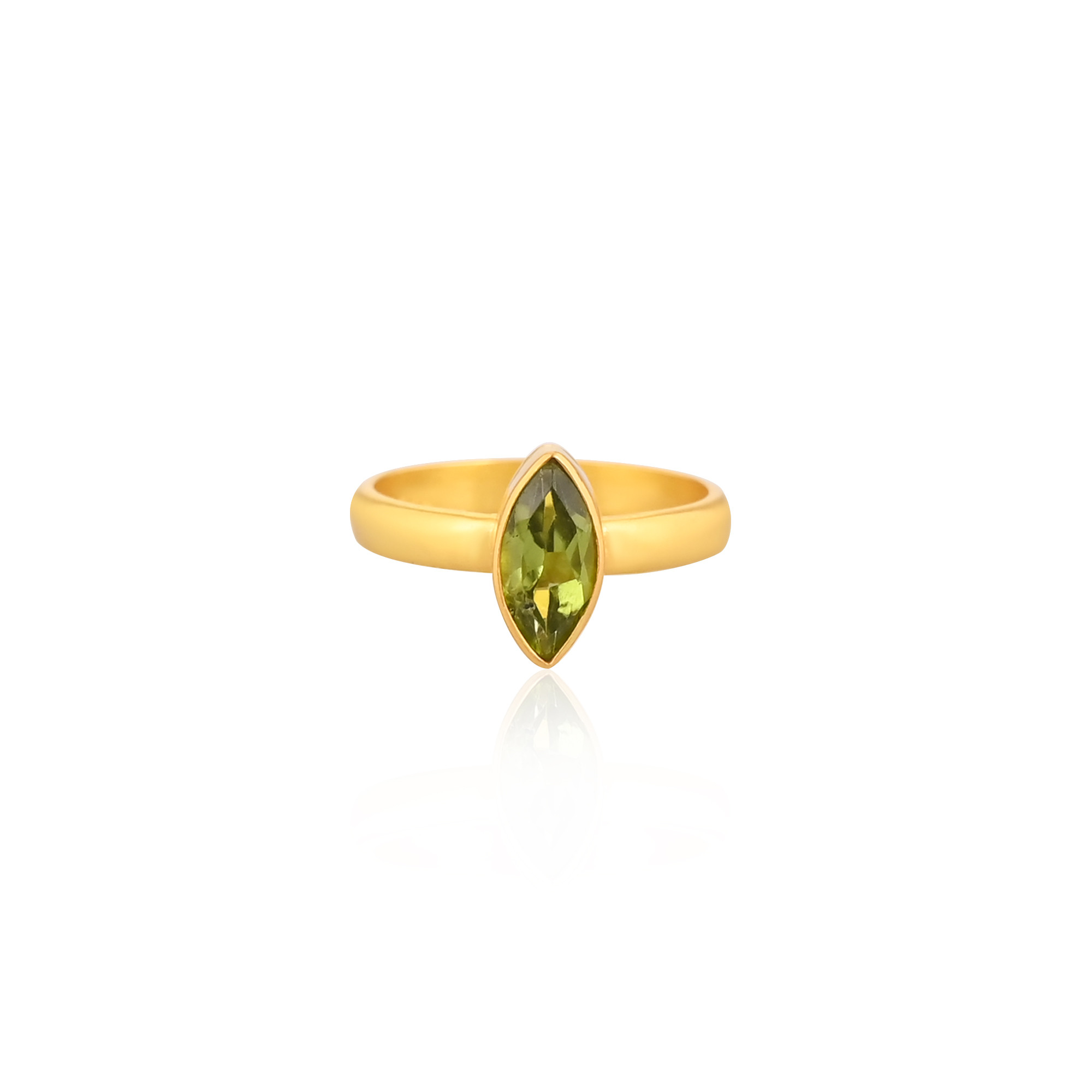 925 Sterling Silver Natural Peridot Gemstone Marquise Shape Handmade Stackable Ring Yellow Gold Plated Women Gift Fine Ring
