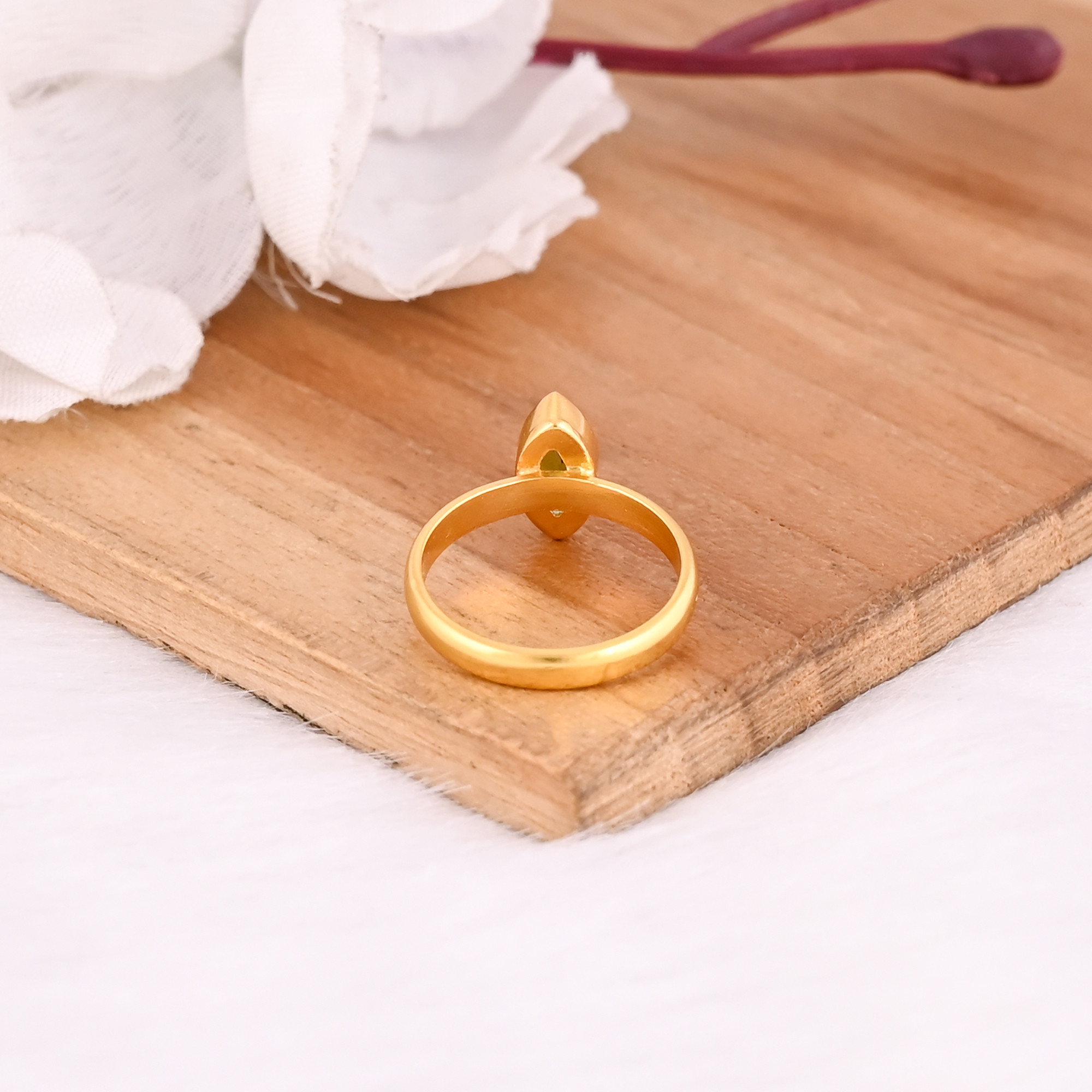 925 Sterling Silver Natural Peridot Gemstone Marquise Shape Handmade Stackable Ring Yellow Gold Plated Women Gift Fine Ring