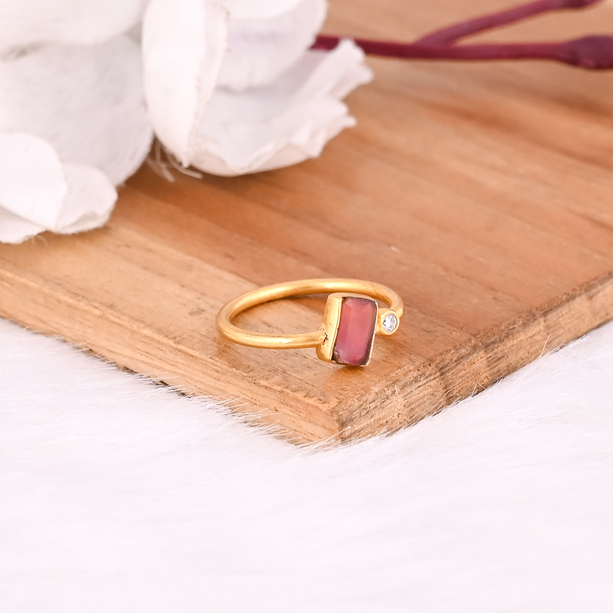 925 Sterling Solid Silver Natural Red Opal Gemstone Stackign Minimalist Ring Handmade Jewelry