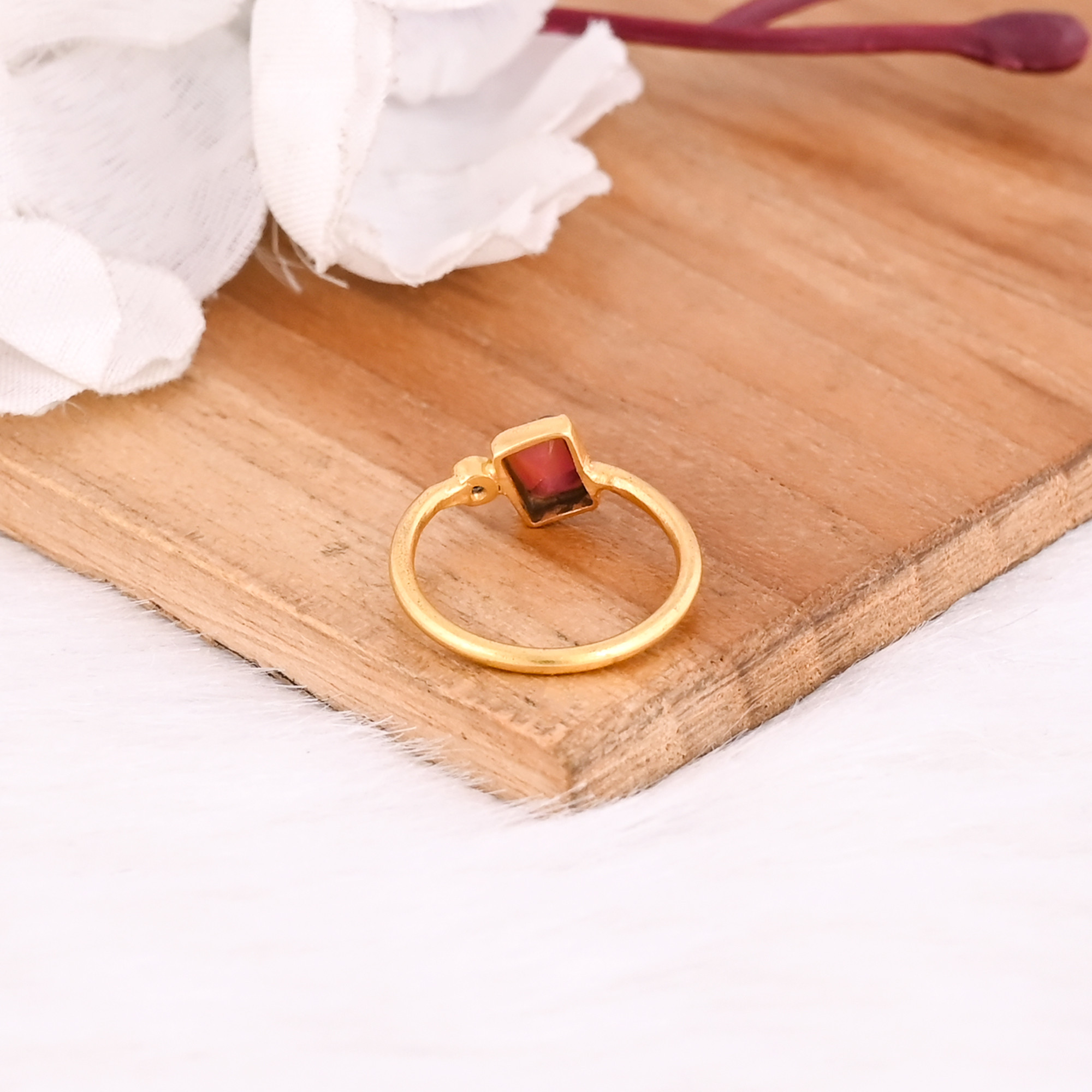 925 Sterling Solid Silver Natural Red Opal Gemstone Stackign Minimalist Ring Handmade Jewelry