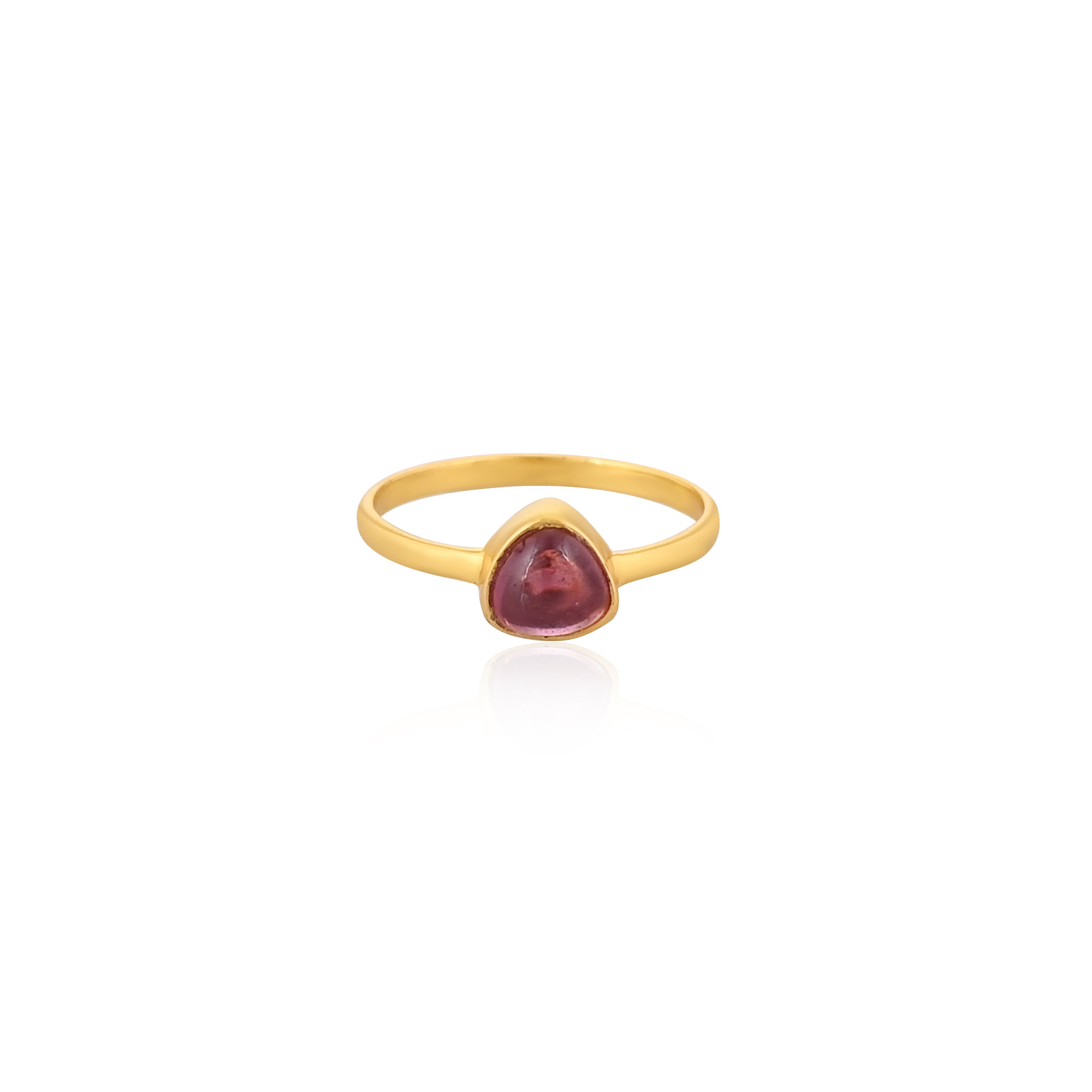 925 Sterling Solid Silver Natural Pink Tourmaline Yellow Gold Plated Handmade Designer  Ring