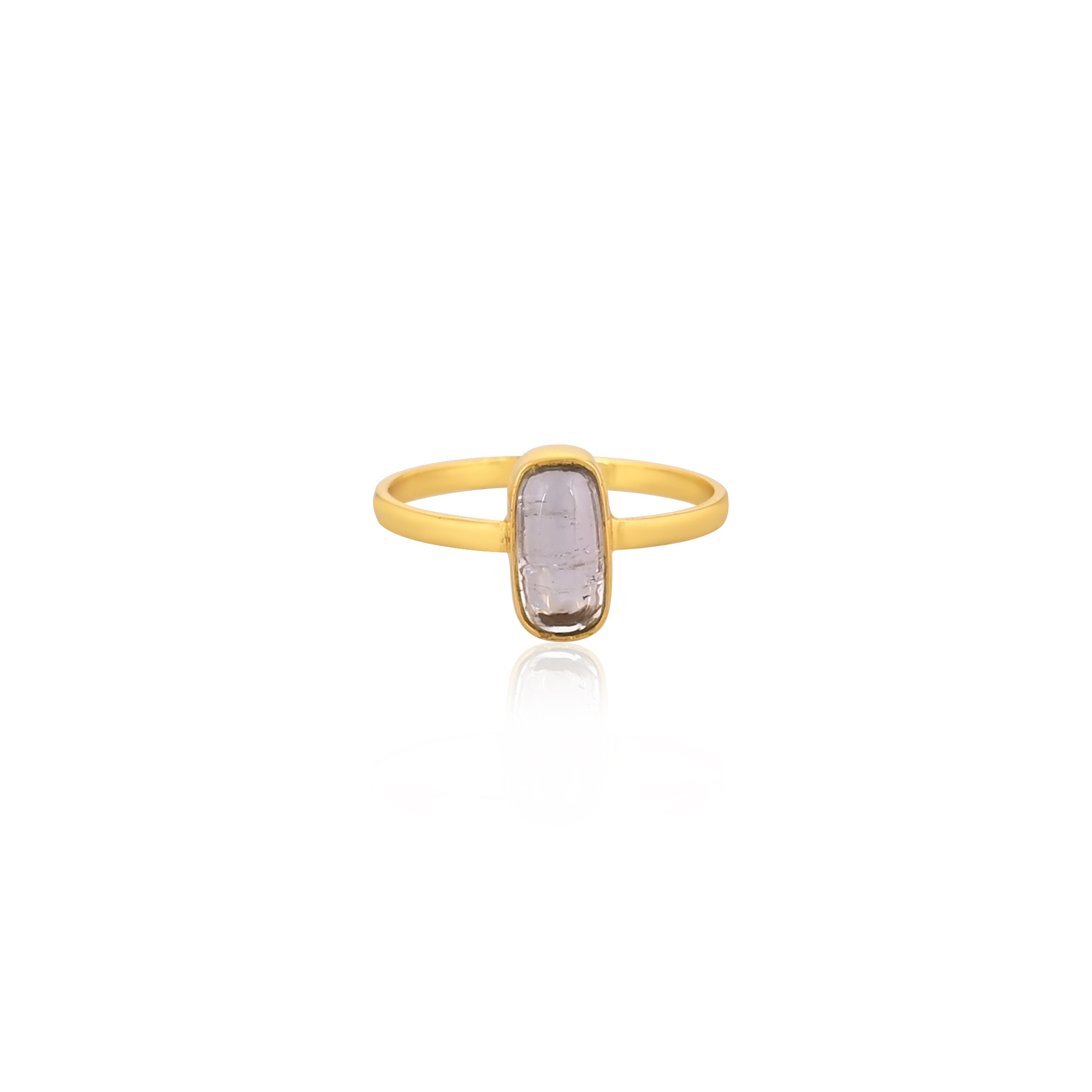 925 Sterling Solid Silver Natural Tourmaline Gemstone Yellow Gold Plated Handmade Designer Stackable Women Ring