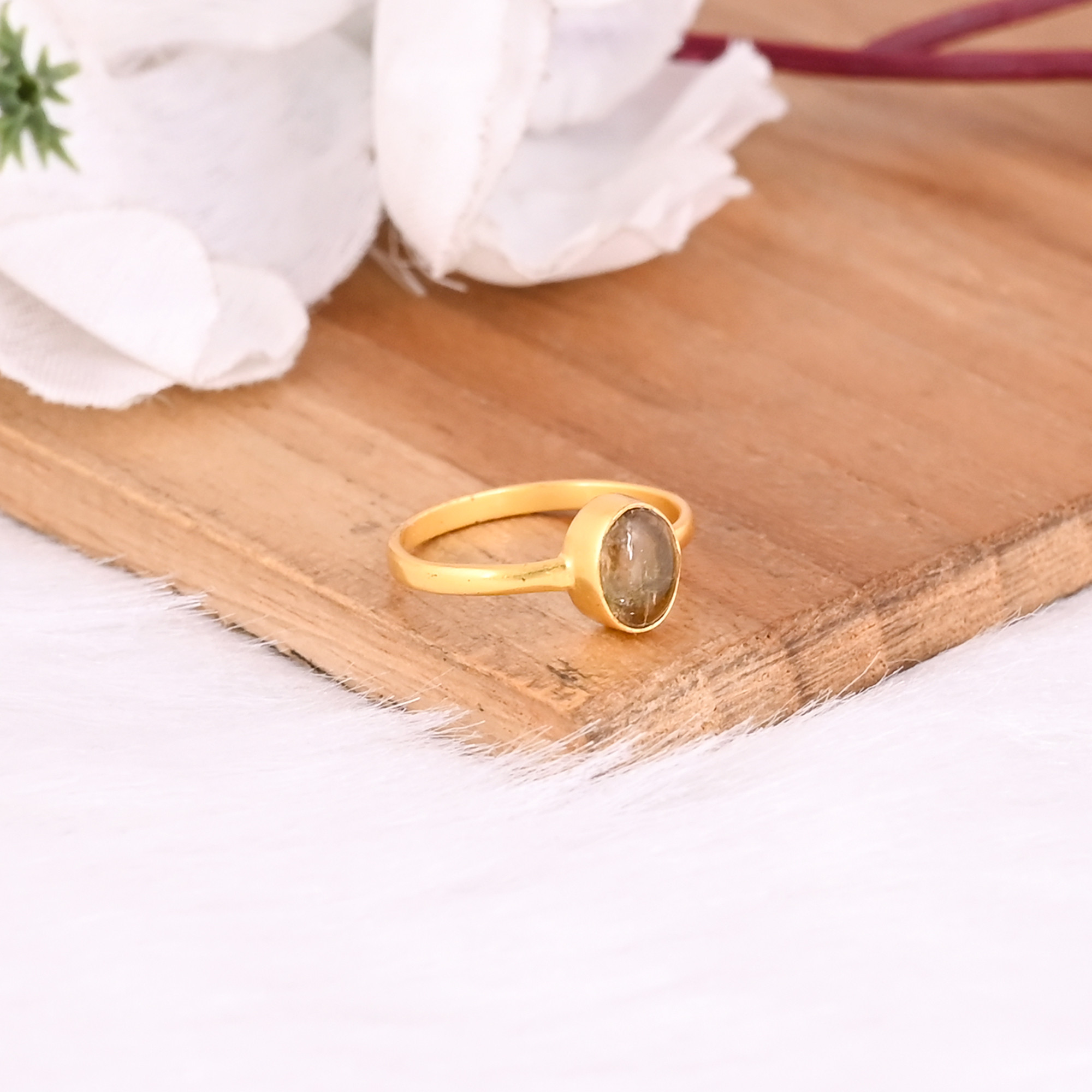 925 Sterling Silver Natural Tourmaline Yellow Gold Plated Handmade Birthday Anniversary Gift