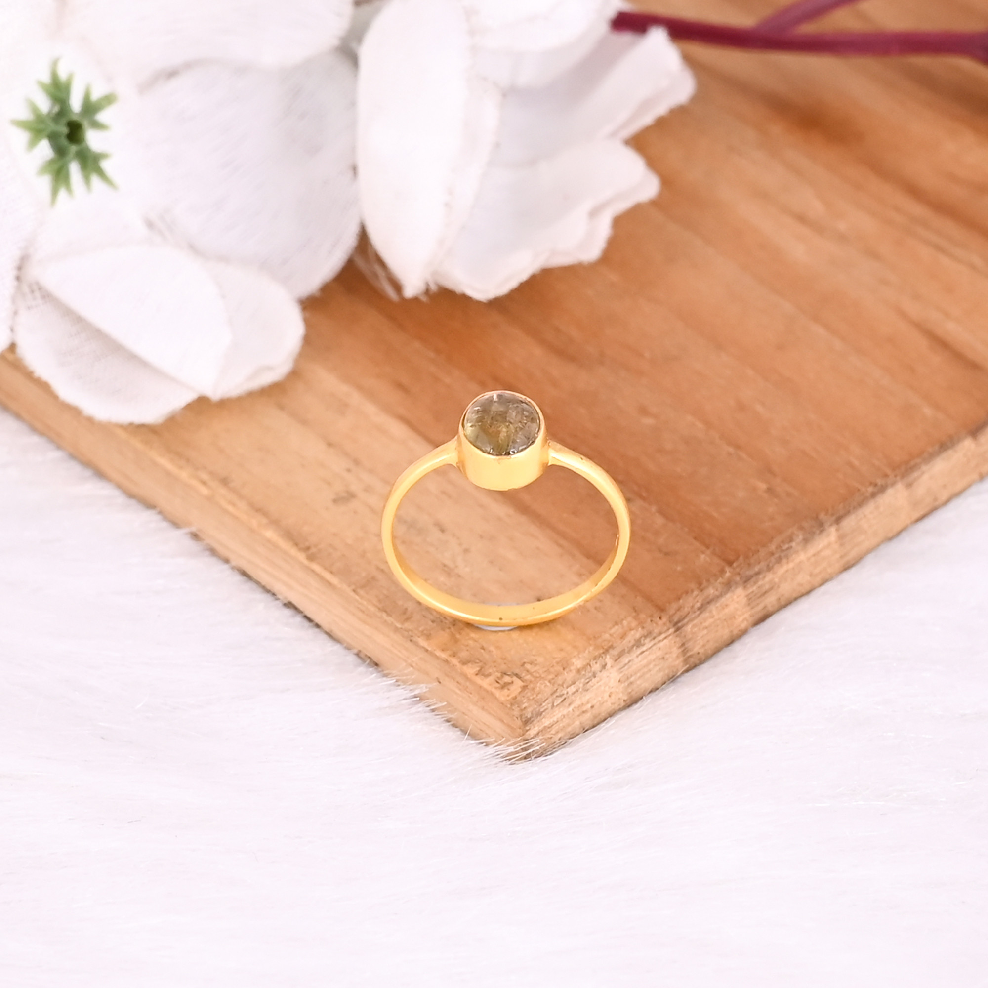 925 Sterling Silver Natural Tourmaline Yellow Gold Plated Handmade Birthday Anniversary Gift