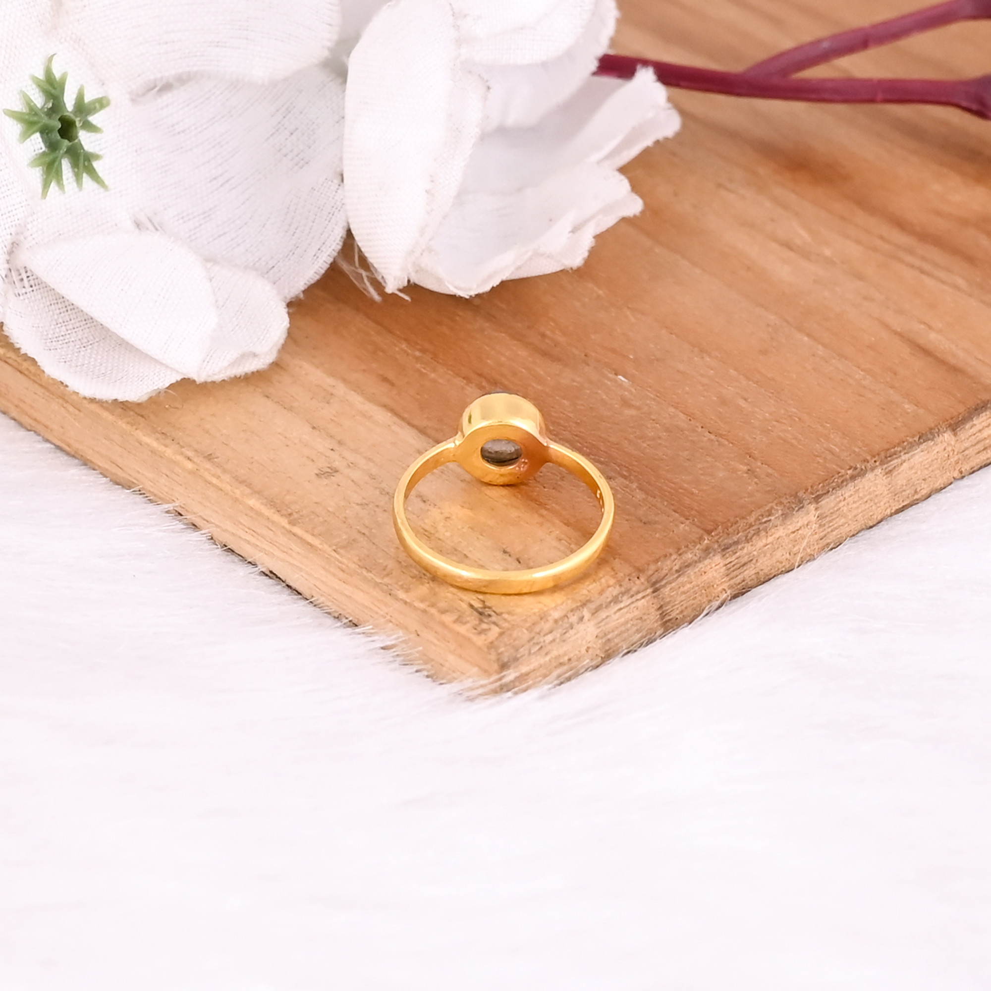 925 Sterling Silver Natural Tourmaline Handmade Yellow Gold Plated Ring Fine Jewelry Statement Rings